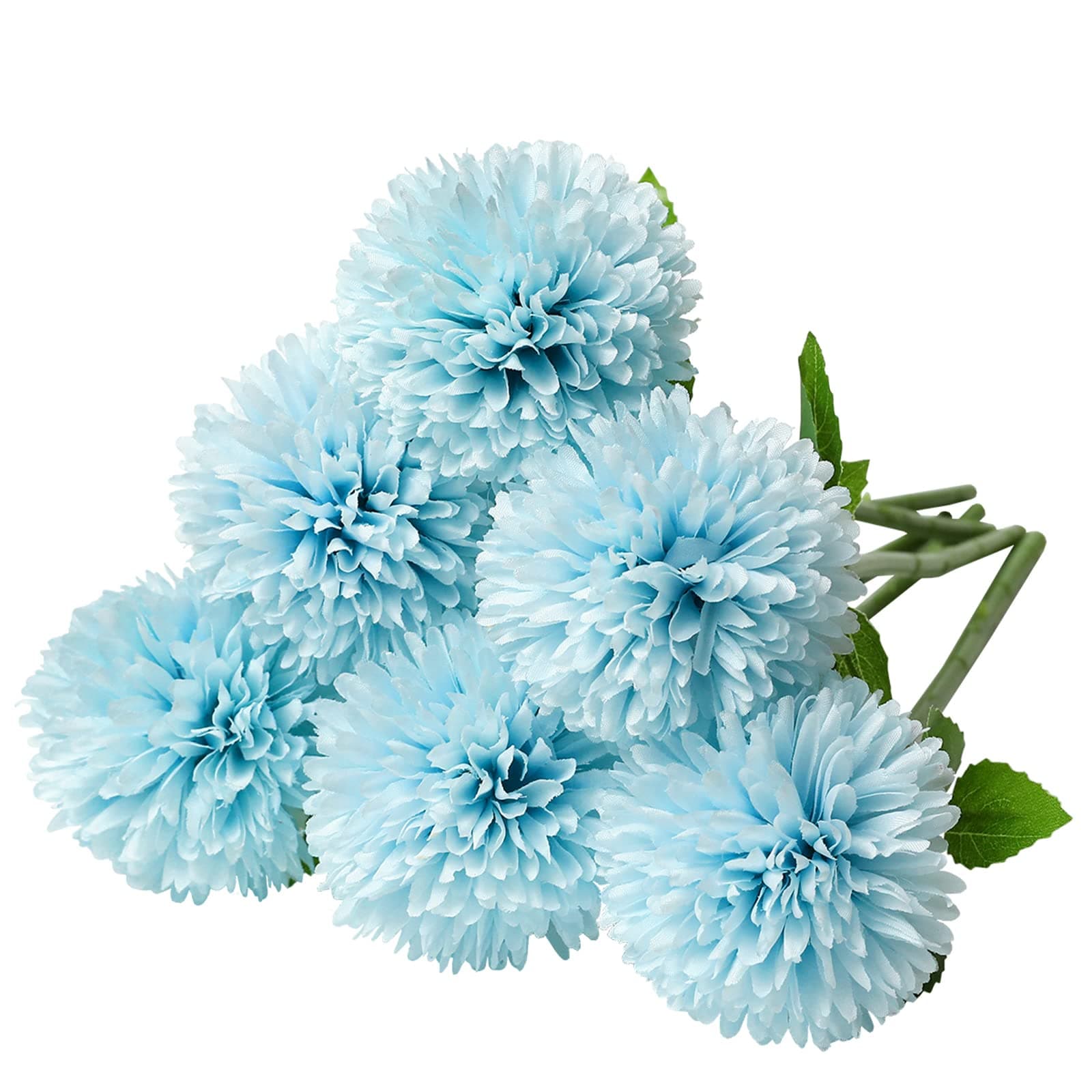 Tifuly Artificial Hydrangea Flowers, 6 Pcs Silk Chrysanthemum Small Ball Flowers for Home Garden Party Office Decoration Bridal Wedding Bouquets Floral Arrangement(Blue)