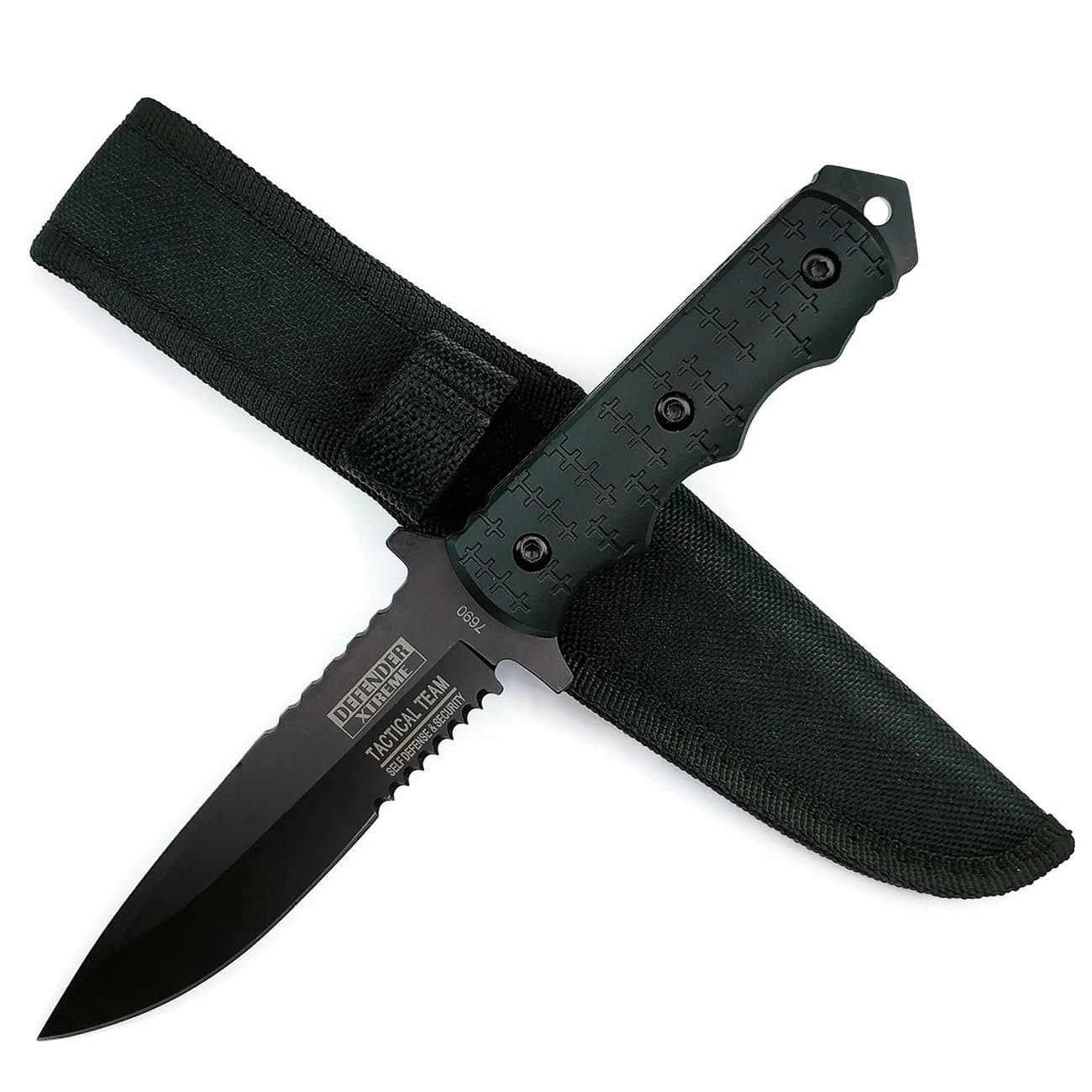 9" Tactical Full Tang Fixed Blade Knife with Sheath | Survival Hunting Camping Fishing | with Holt Multi Tool Key Chain