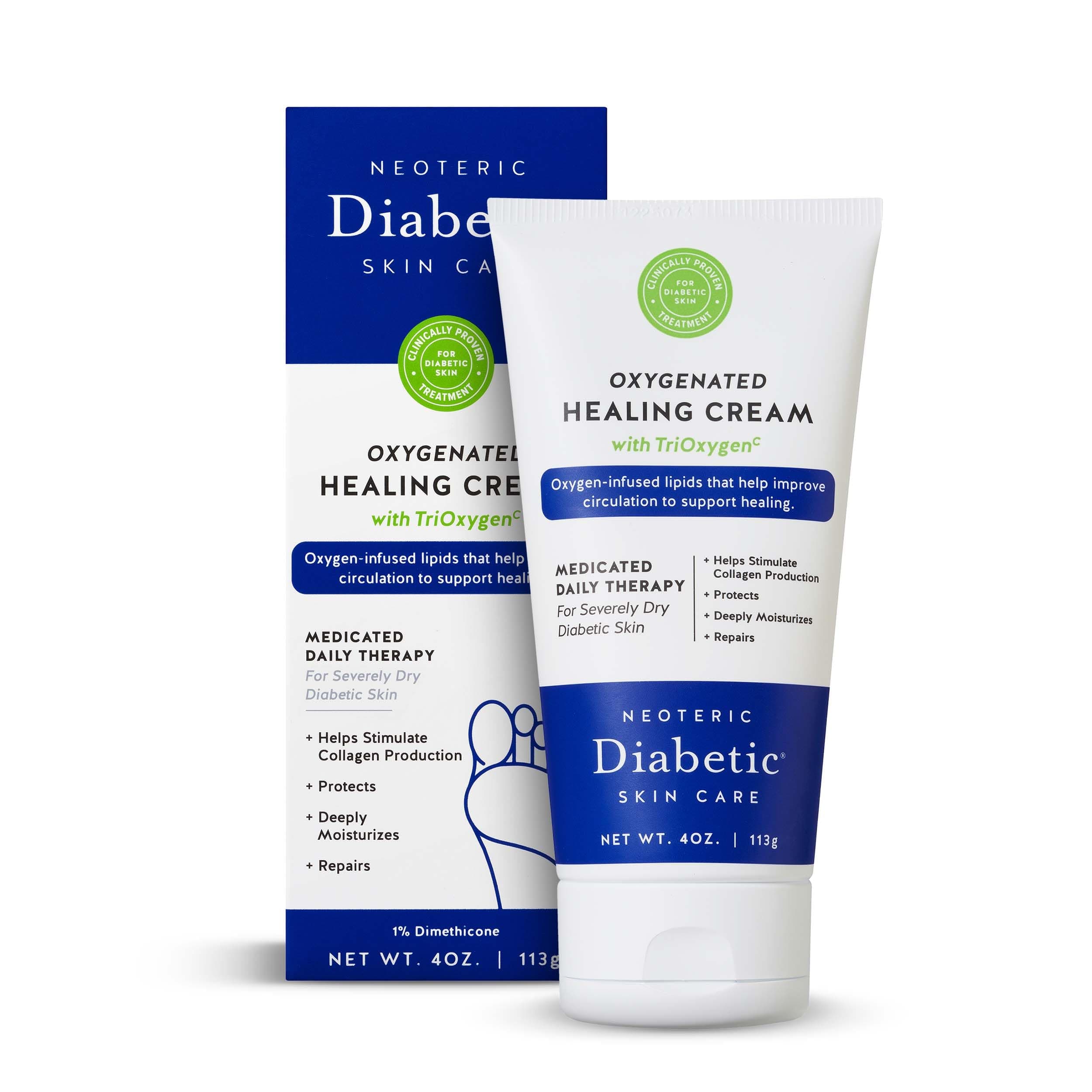 Neoteric Diabetic Oxygenated Healing Cream for Severely Dry Skin | Medicated Moisturizer | 4 oz