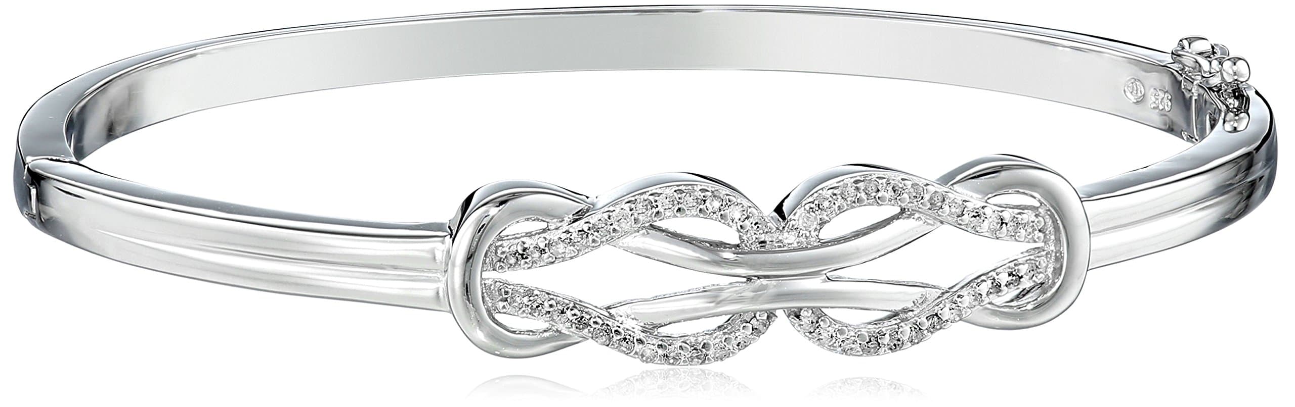 - Sterling Silver Diamond Double Knot Bangle Bracelet, 7" (0.25 cttw, J Color, I3 Clarity)