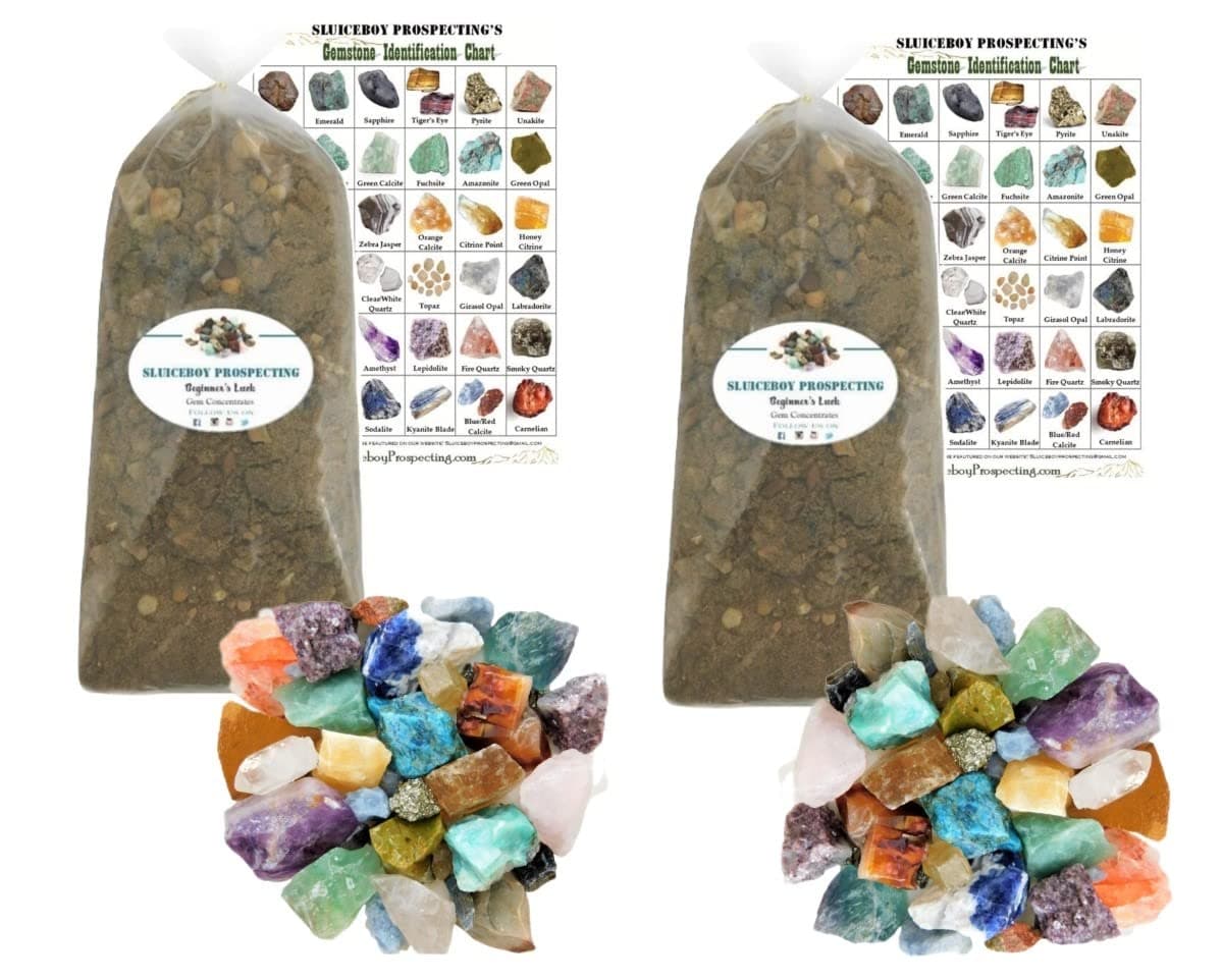 Sluiceboy Prospecting - 5 Pound Gemstone Paydirt | 2 Pack Special | Gem Mining Rough Stone Mix | Guaranteed Gems | Rock Dig Gem Dig