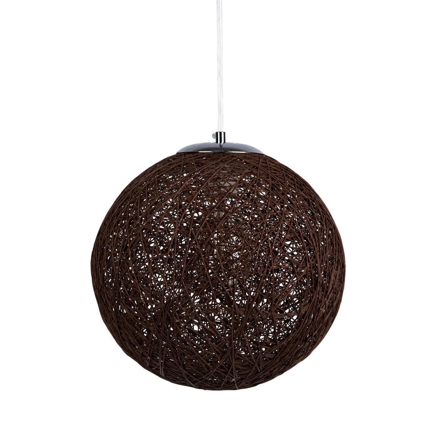 Modern Lattice Wicker Rattan Globe Ball Style Ceiling Pendant Light Lampshade Home Dining Decoration Lamps (Brown, 30cm)