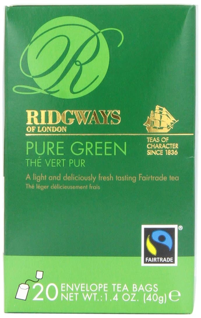 Ridgeways Tea, Pure Green, Envelope tea bags, 20 Count (pack of 6)