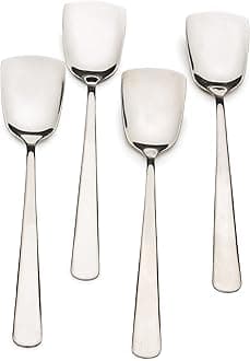 RSVP International Ice Cream Tool Collection Dishwasher Safe, Large Handle, Spoons, 4 Piece, Stainless Steel