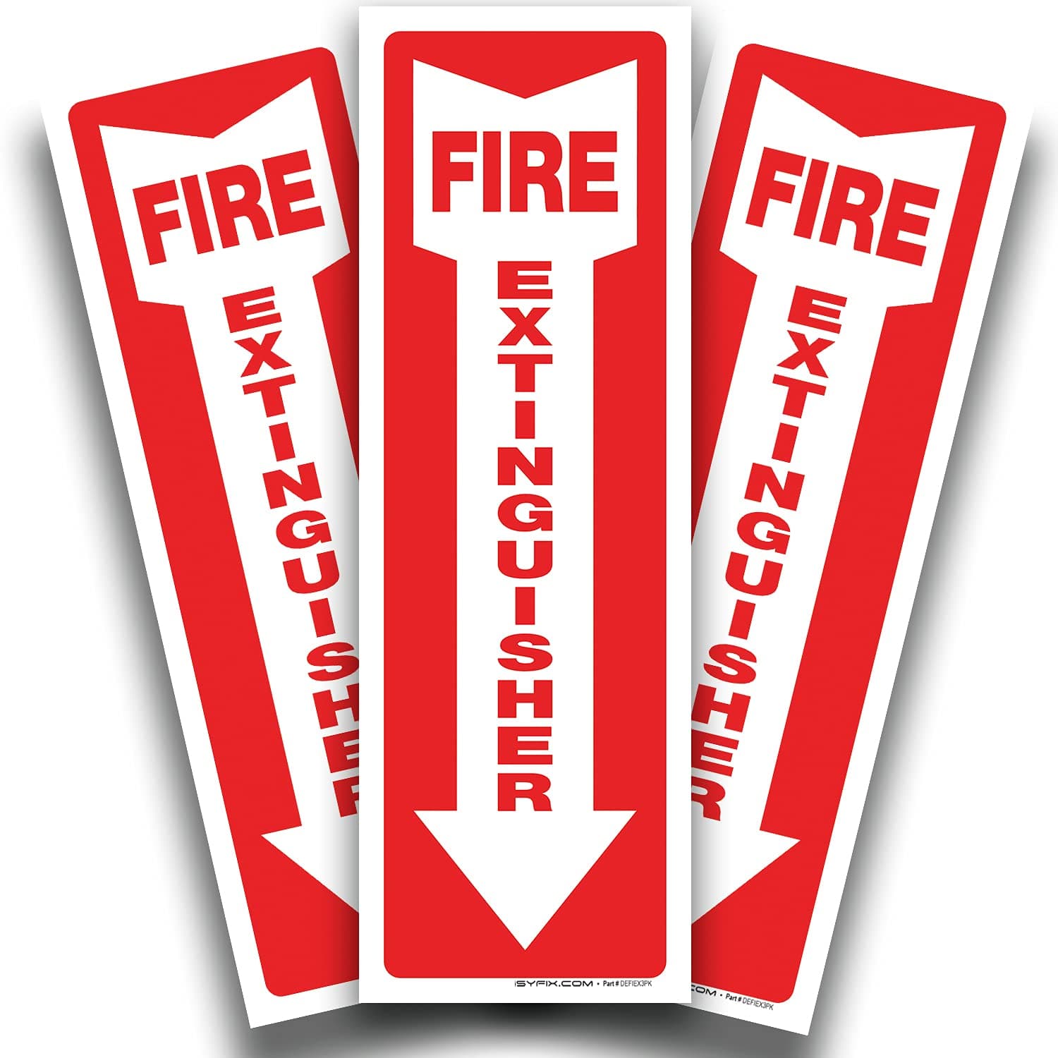iSYFIX Fire Extinguisher Vinyl Laminated Stickers - 3 Pack - 4" x 12" - For Ultimate UV Resistance, Weatherproof, Scratch, Water & Fade Resistant, Indoor & Outdoor