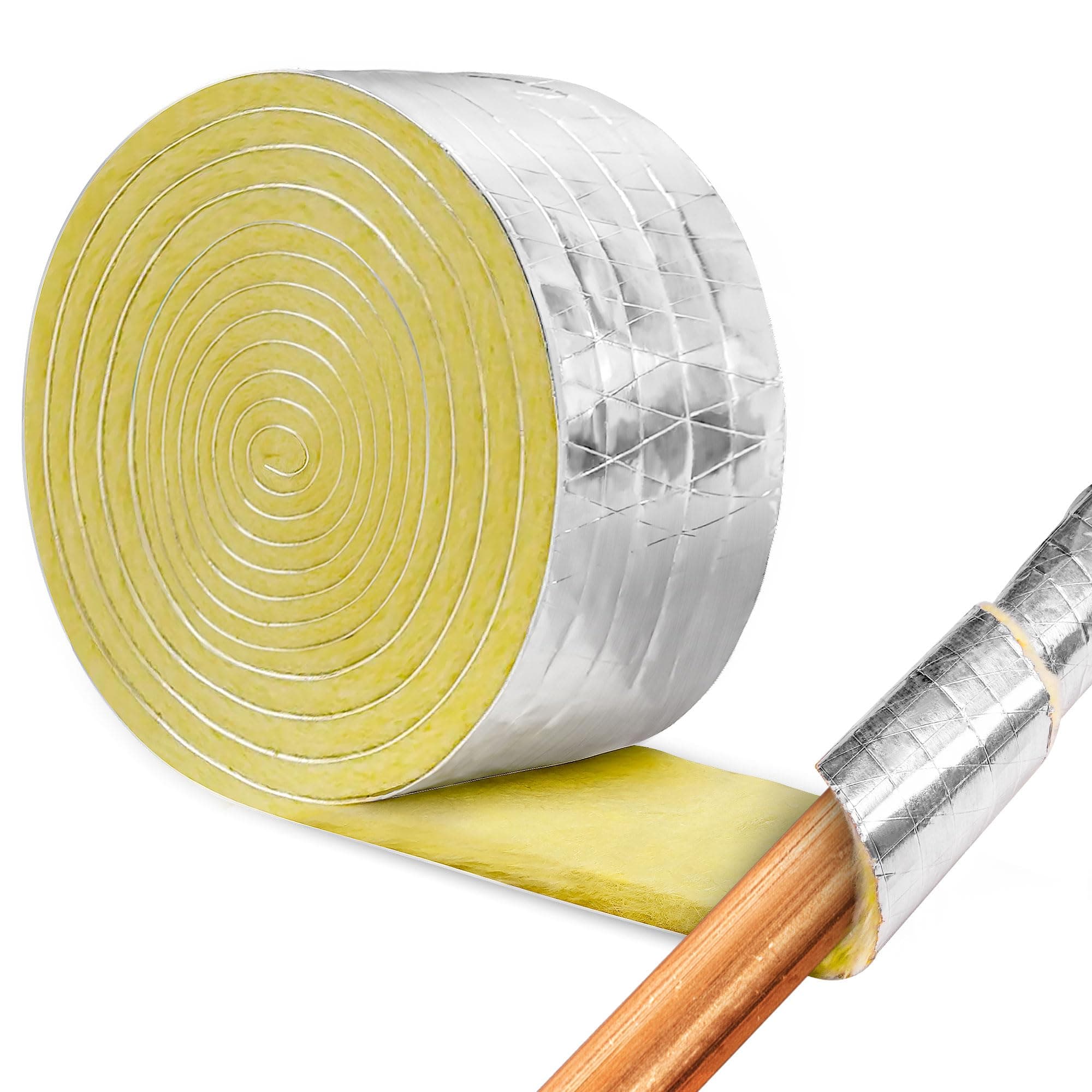 32 Foot Foiled Back Fiberglass Pipe Insulation Wrap,Pipe Insulation Foam Wrap Tape Ceramic Water Pipe Insulation Wrap for Outdoor Indoor Pipe Insulation Wrap Freezing Weather (1)