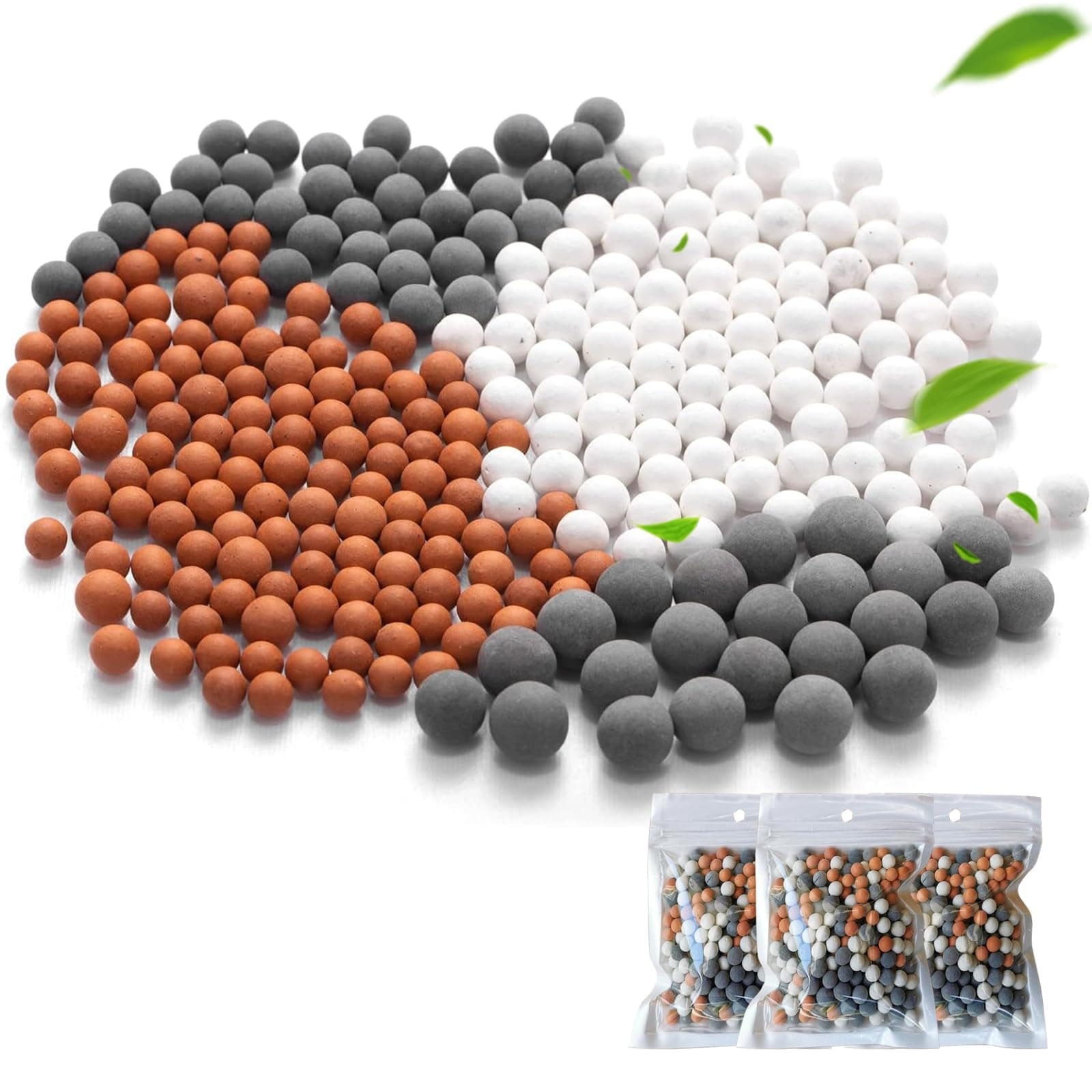 BLMHTWO 3 Packs Replacement Anion Mineral Shower Head Bead Three Color Shower Head Beads Shower Filter Water Stone Beads Filtration Mineral Beads Stones Balls Suitable for Filtered Shower Head