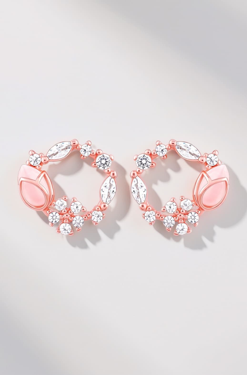 925 Sterling Silver Rose Gold Pink Drop Wreath Studs | Gift for Girlfriend Wife Women & Girls | With Certificate of Authenticity and 925 Stamp | 6 Month Warranty*