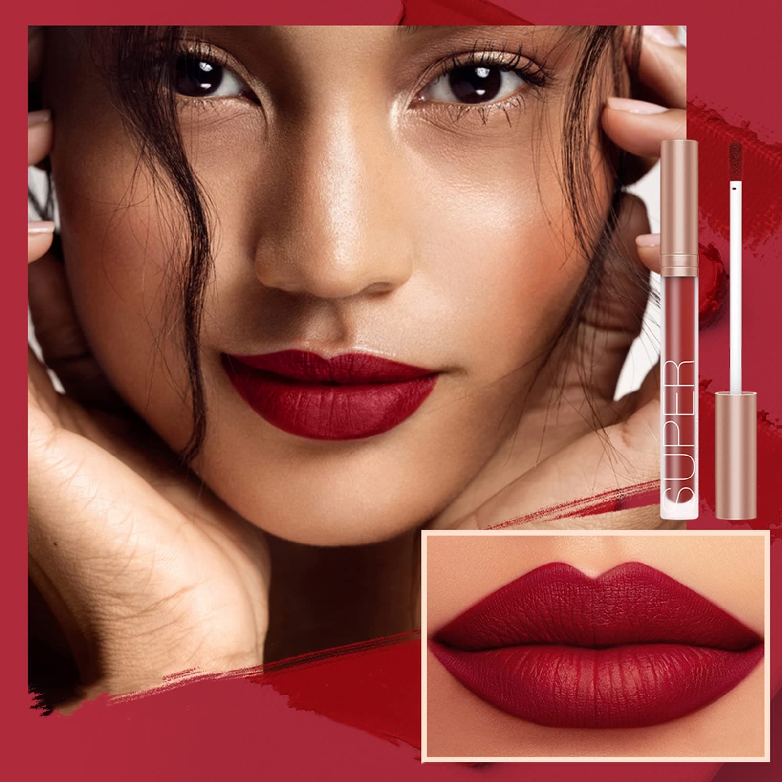 POSICHE Lip Gloss 3ml Lip Plumper Long Lasting Matte Liquid Plump Gloss, Honey Language Velvet Matte Lip Gloss Natural Makeup Non-Stick Cup Matte Lip Gloss 12 Colors (#03 RUM PUNCH)