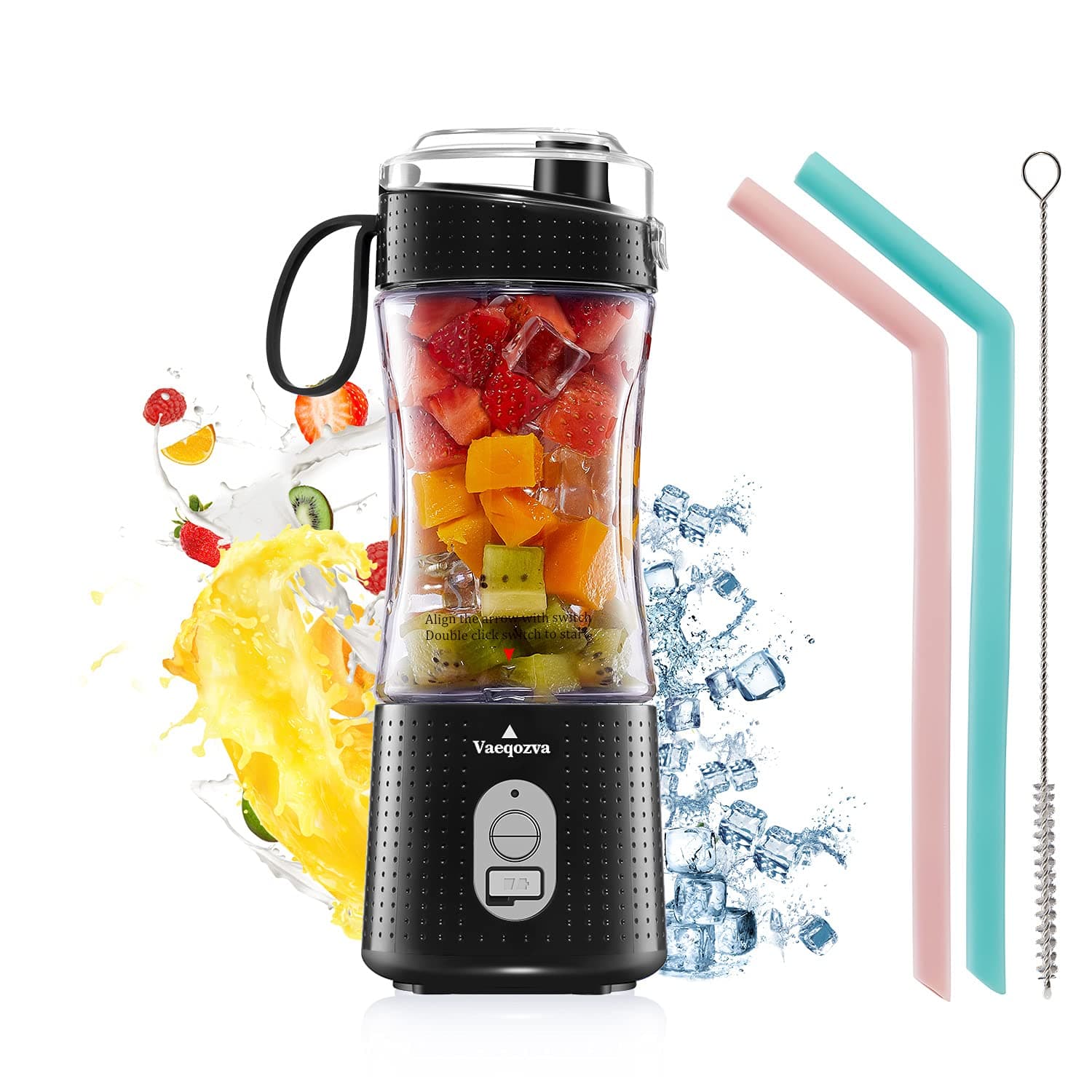 Portable Mini Blender Personal Size Smoothie Maker for Shakes and Smoothies with USB Rechargeable Mini Juicer for Travel, Sports (Black)