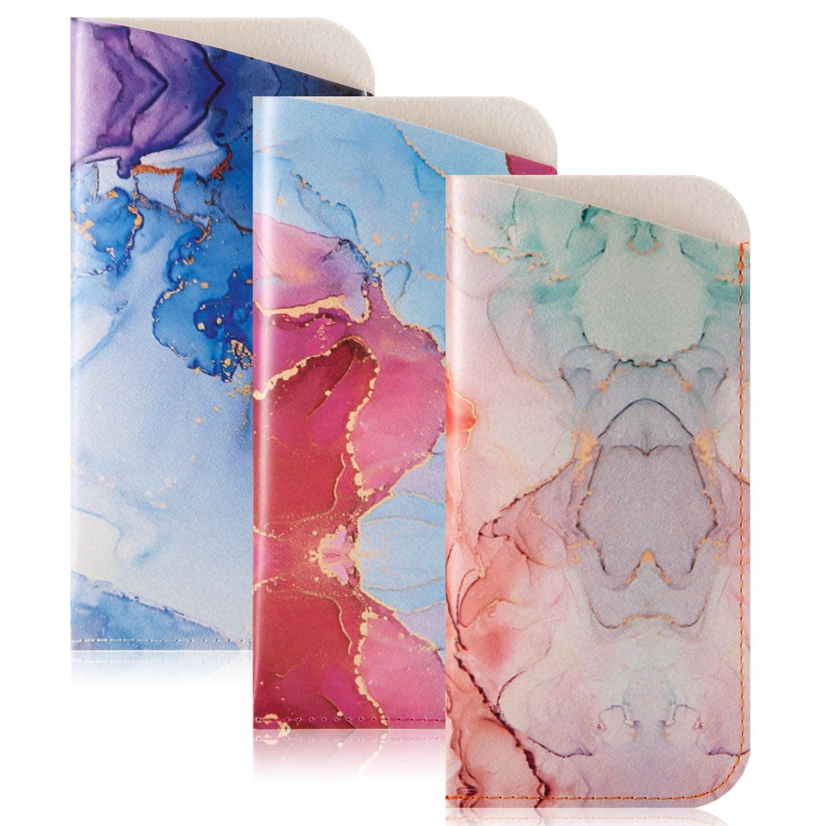 TRIUMPH VISION 3 Pack Reading Glasses Pouch - Soft Eyeglasses Bag Portable Cloth Eyewear Case