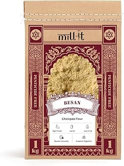 Milled on Order: Besan Atta – 1kg (Pack of 3) | Freshly Milled Within 24 Hours | Nutritious Whole Grain Flour from Premium Chickpeas | Stone-Ground for Enhanced Taste & Nutrition | Certified Chemical-Free | No Preservatives | Naturally Gluten-Free | Rich in Plant-Based Protein, Iron & Dietary Fiber | Supports Muscle Strength, Digestion & Sustained Energy | Perfect for Chillas, Rotis, Pakoras, Dhoklas & Healthy Snacks