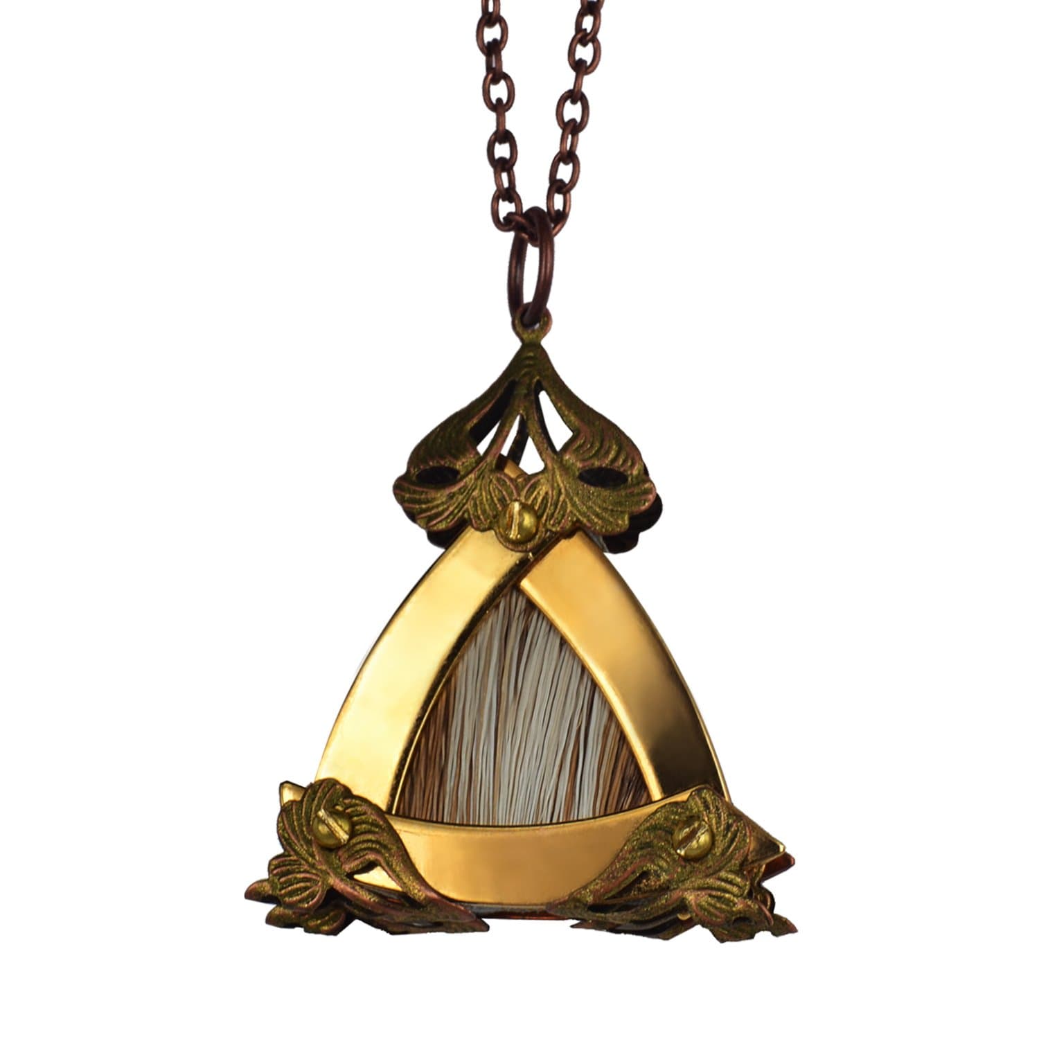 NARA Small Gold Triangle Beige Deer King Pendant