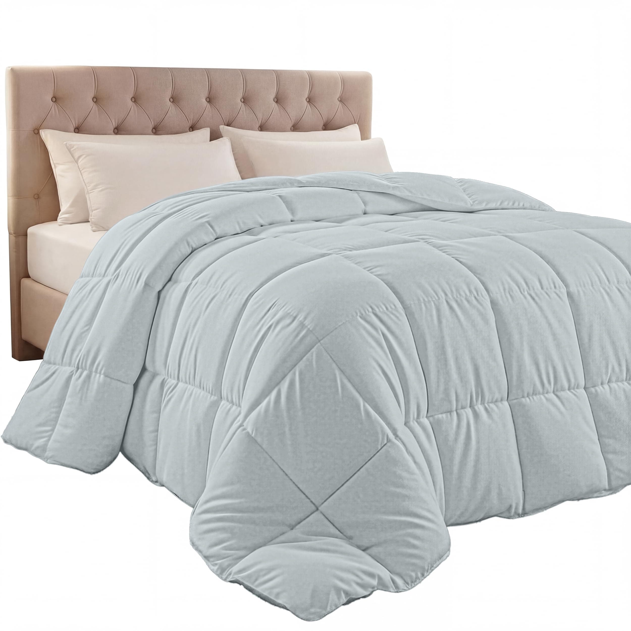 Utopia Bedding Comforter Duvet Insert, Quilted Comforter with Corner Tabs, Box Stitched Down Alternative Comforters Queen Size (Light Grey)