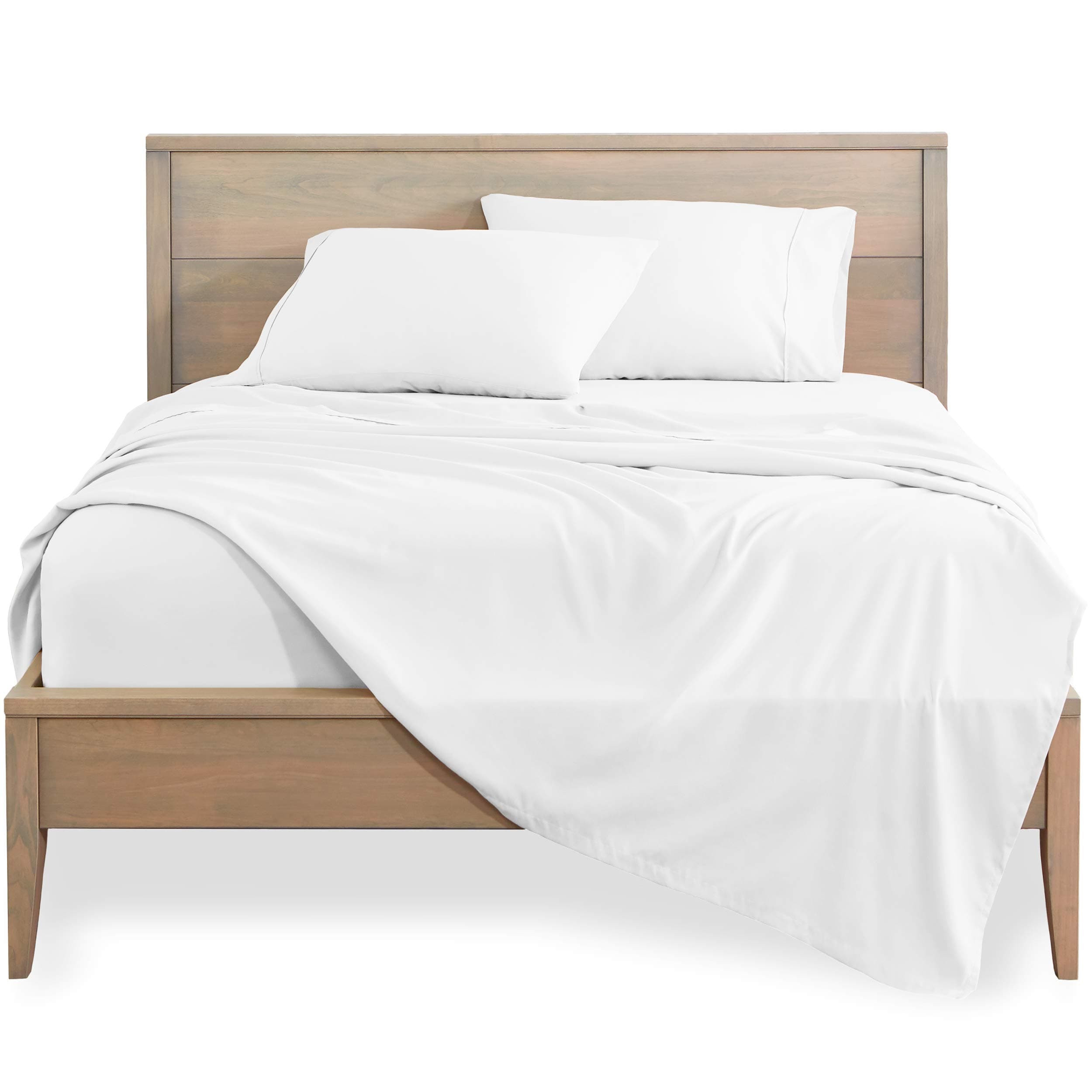 Bare HomeEmperor Sheet Set - 1800 Ultra-Soft Microfibre Emperor Bed Sheets - Hydro-Brushed - Deep Pocket - Fitted Sheet, Flat Sheet, and 2 Pillowcases - Bedding Sheets (Emperor, White)OEKO-TEX STANDARD 100