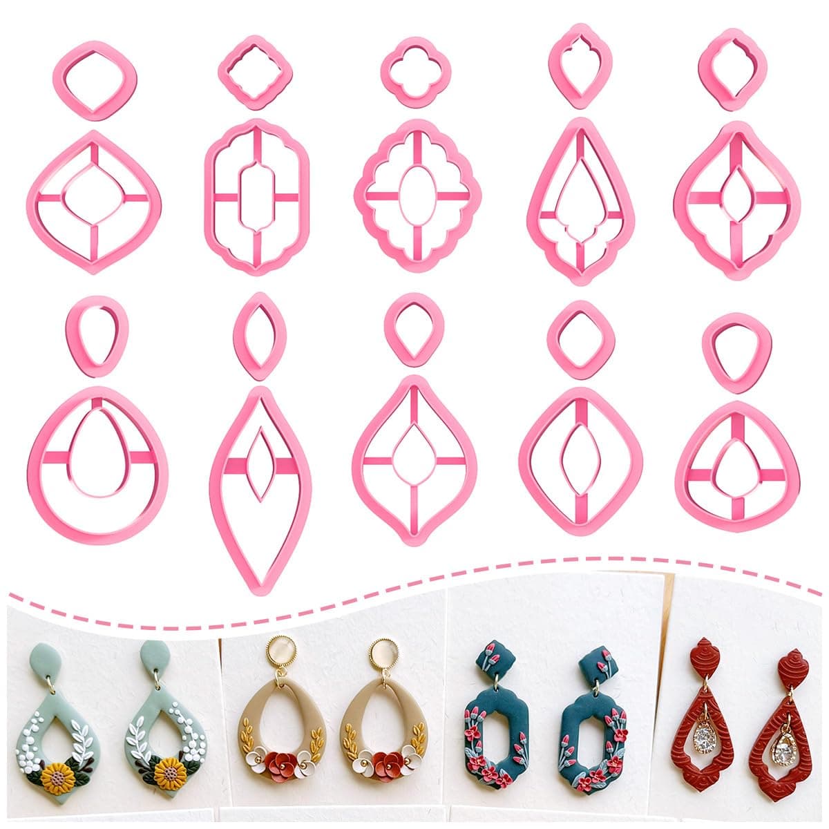 Keoker Polymer Clay Cutters Set 20 Boho Shape Clay Cutters for Polymer Clay Jewelry Making