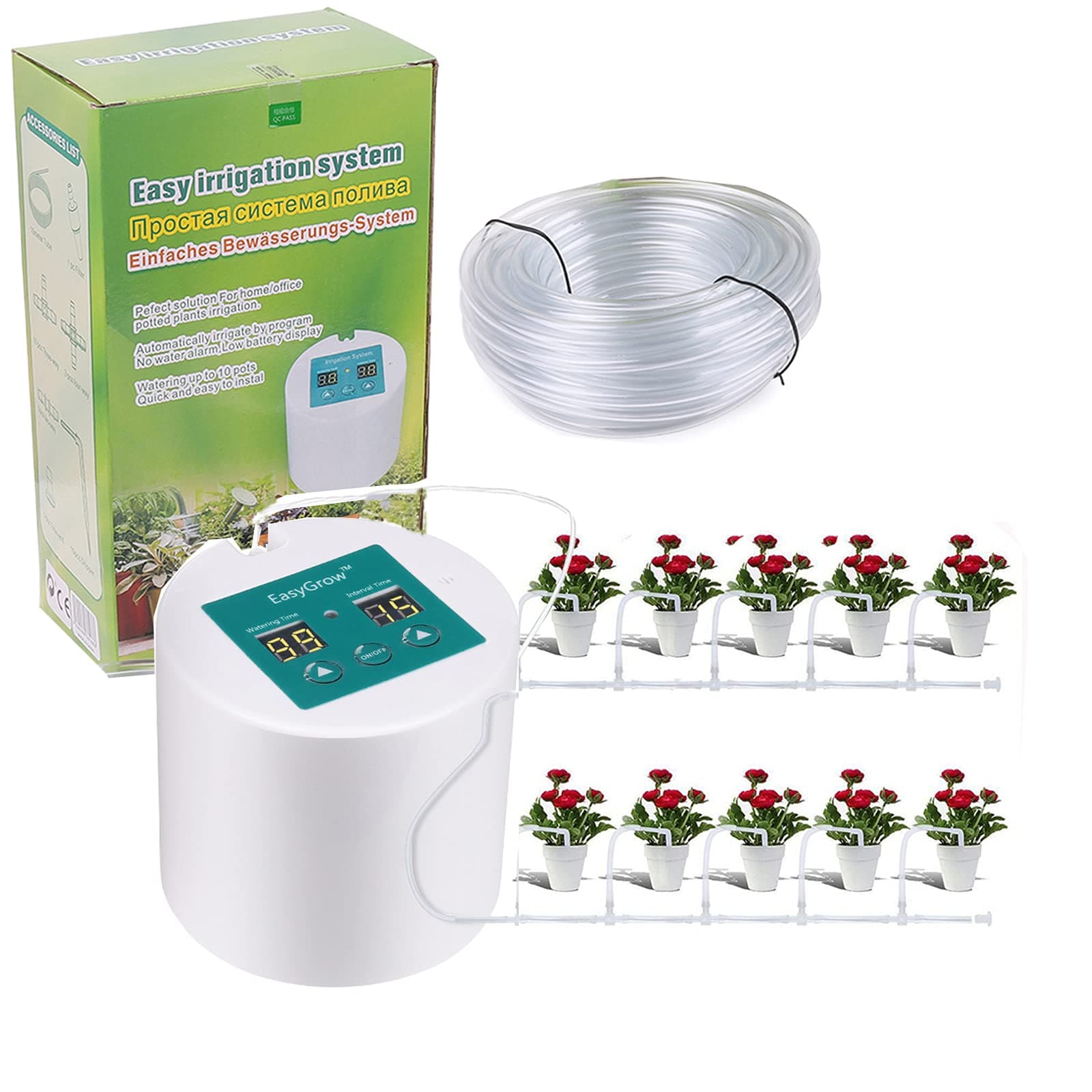 Wisfor Automatic Drip Watering System Indoor Plants Self Water Irrigation System with 30-Day Programmable for up to 10 Potted Plants on Vacation