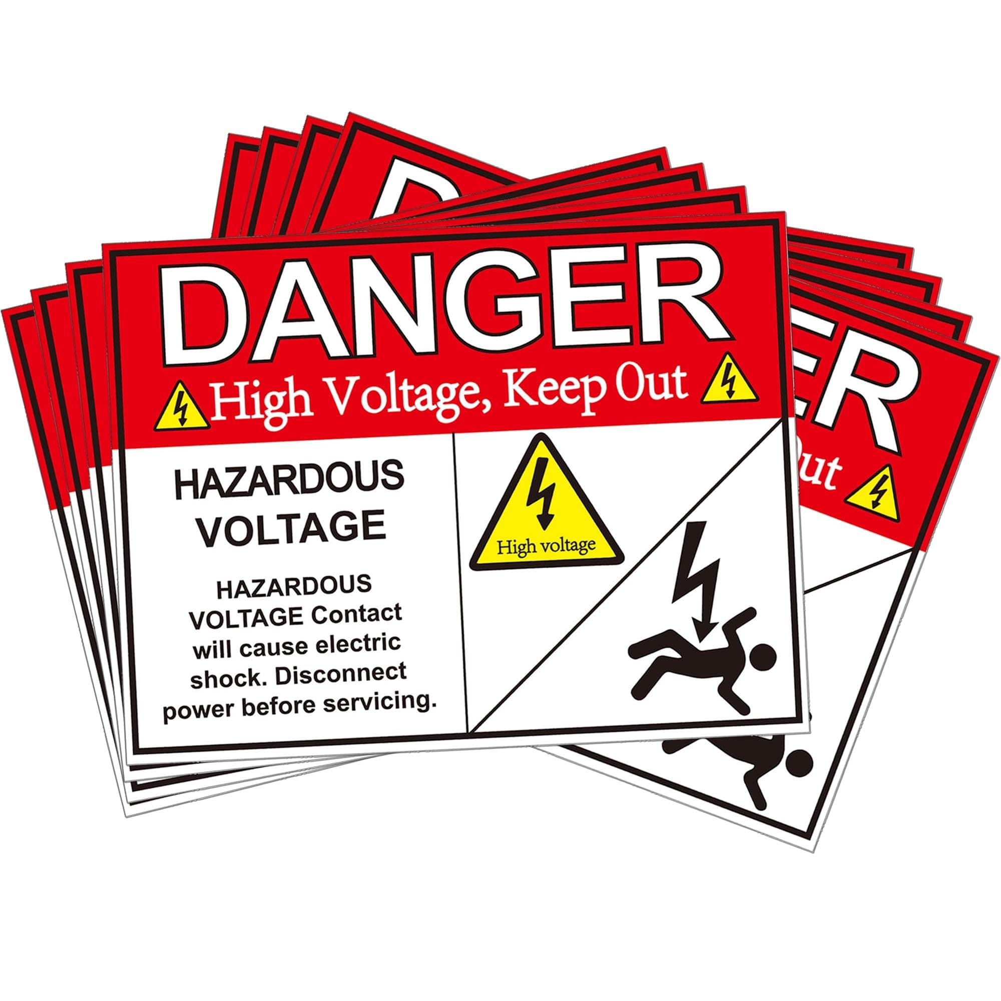 Hazardous Voltage Safety Warning Sticker 3" X 4" Danger Voltage Warnings Keep Out Label Decal Vinyl Adhesive High Voltages Electrical Safety Warning Sign Sticker for Battery Bank in-Wall Safe 8 Pack