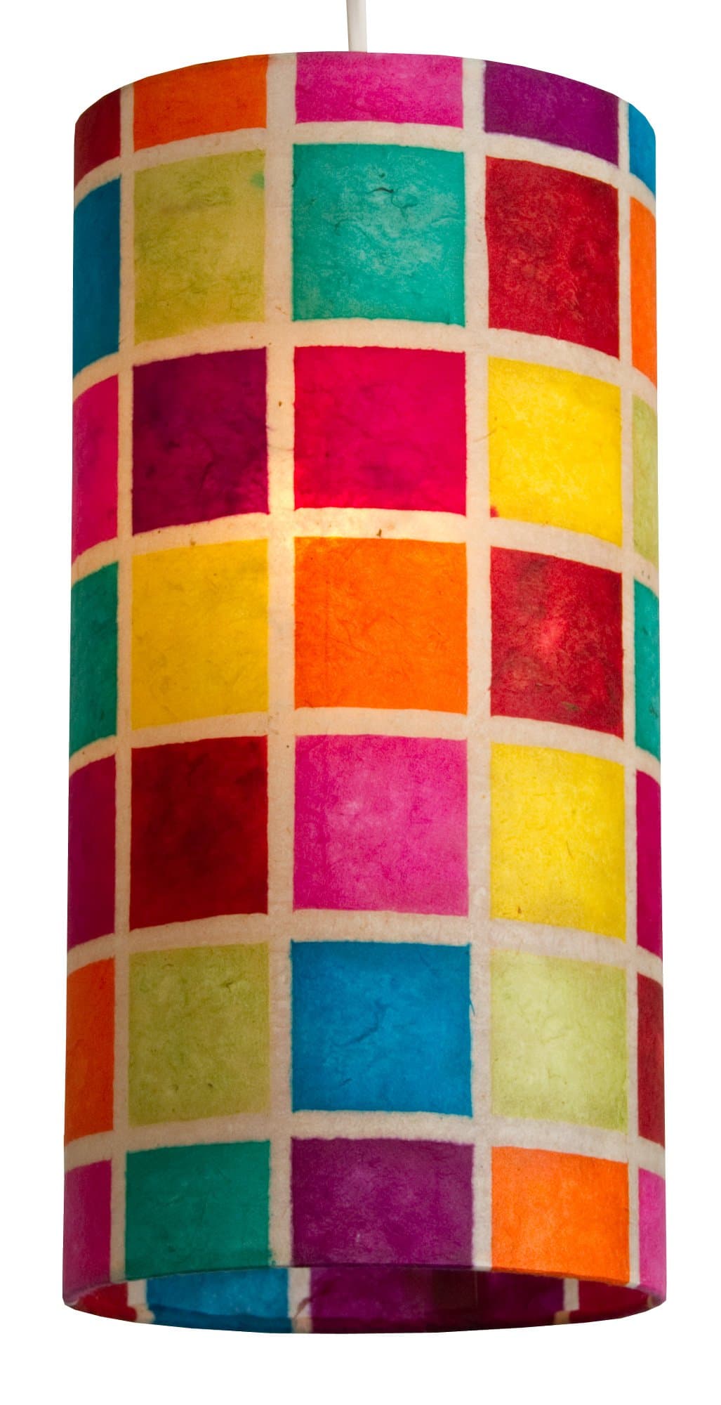 Anglesey Paper Company Cylindrical Shade with Batik Multi Squares