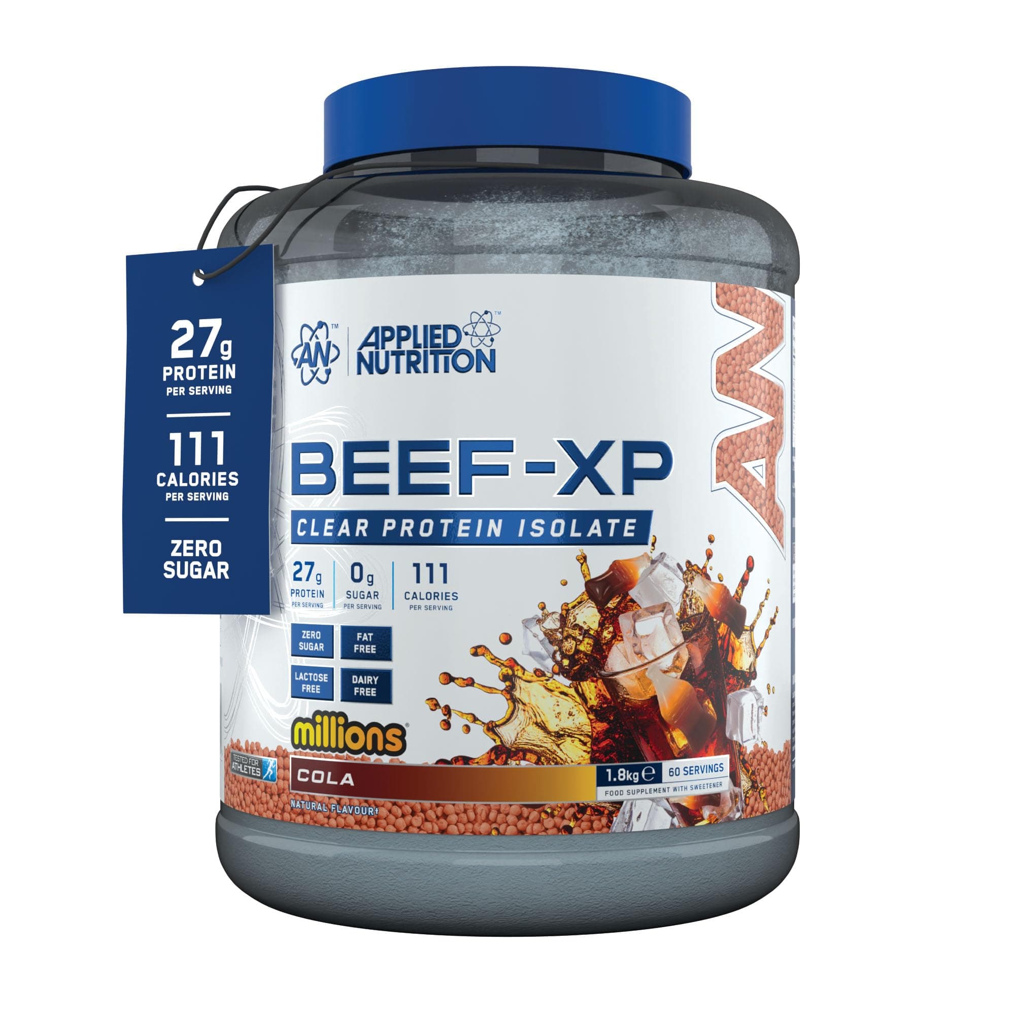 Applied Nutrition Clear Hydrolysed Beef Protein Isolate Powder, Fruit Juice Style, Dairy Free, Lactose Free, Zero Sugar, Low Fat, 1.805kg - 60 Servings (Cola Millions)