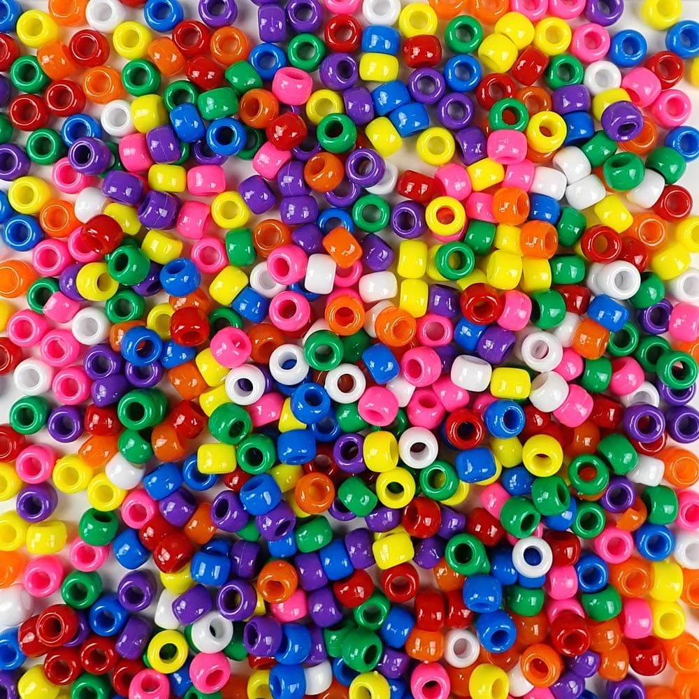 1,000 pcs Rainbow Pony Beads 6 x 9 mm Plastic DIY Craft Beads for Bracelet, Necklace,Jewelry Making