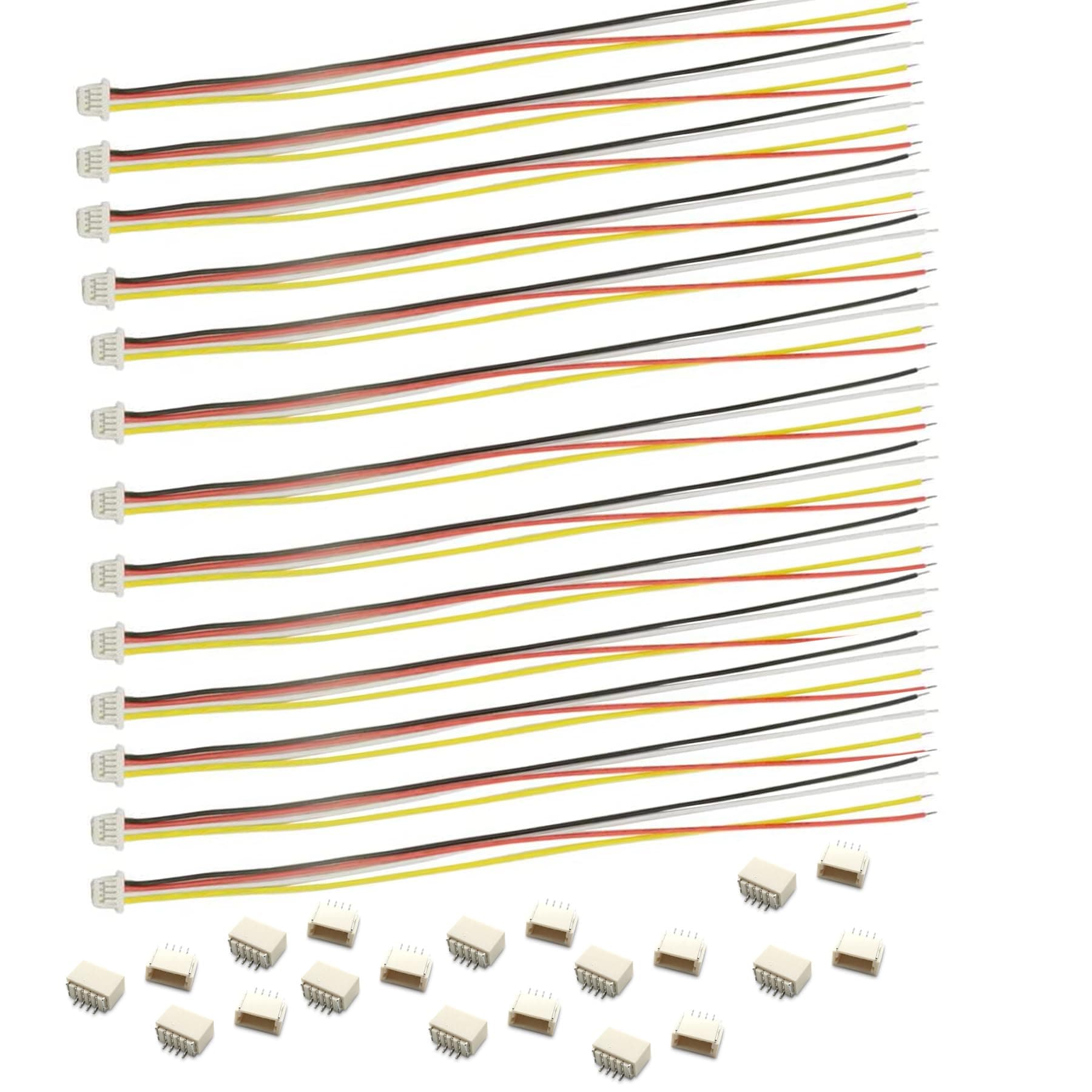 20 Pairs Mini Micro JST SH 1.0mm 4Pin Cable Connector, JST 1.0mm Pitch Male Female Connector Plug with 10cm 28AWG Wires Cables