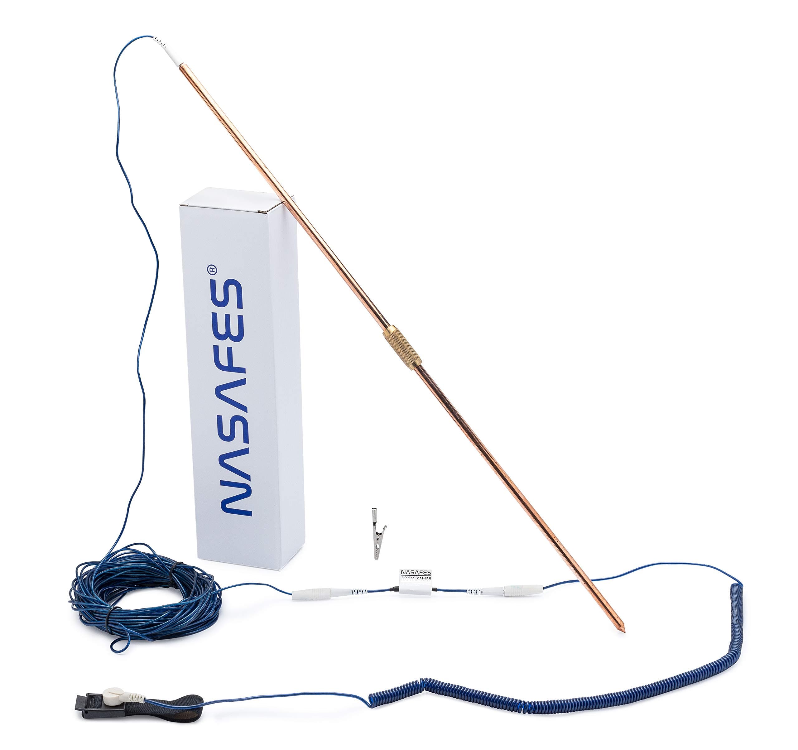 Grounding Rod & ESD Wrist Strap Set for Ground Therapy - Connects Your Body to The Earth - Great to Use with Earthing Sheet, Earthing Mat - The Rod Brings Grounding from The Garden Into The House