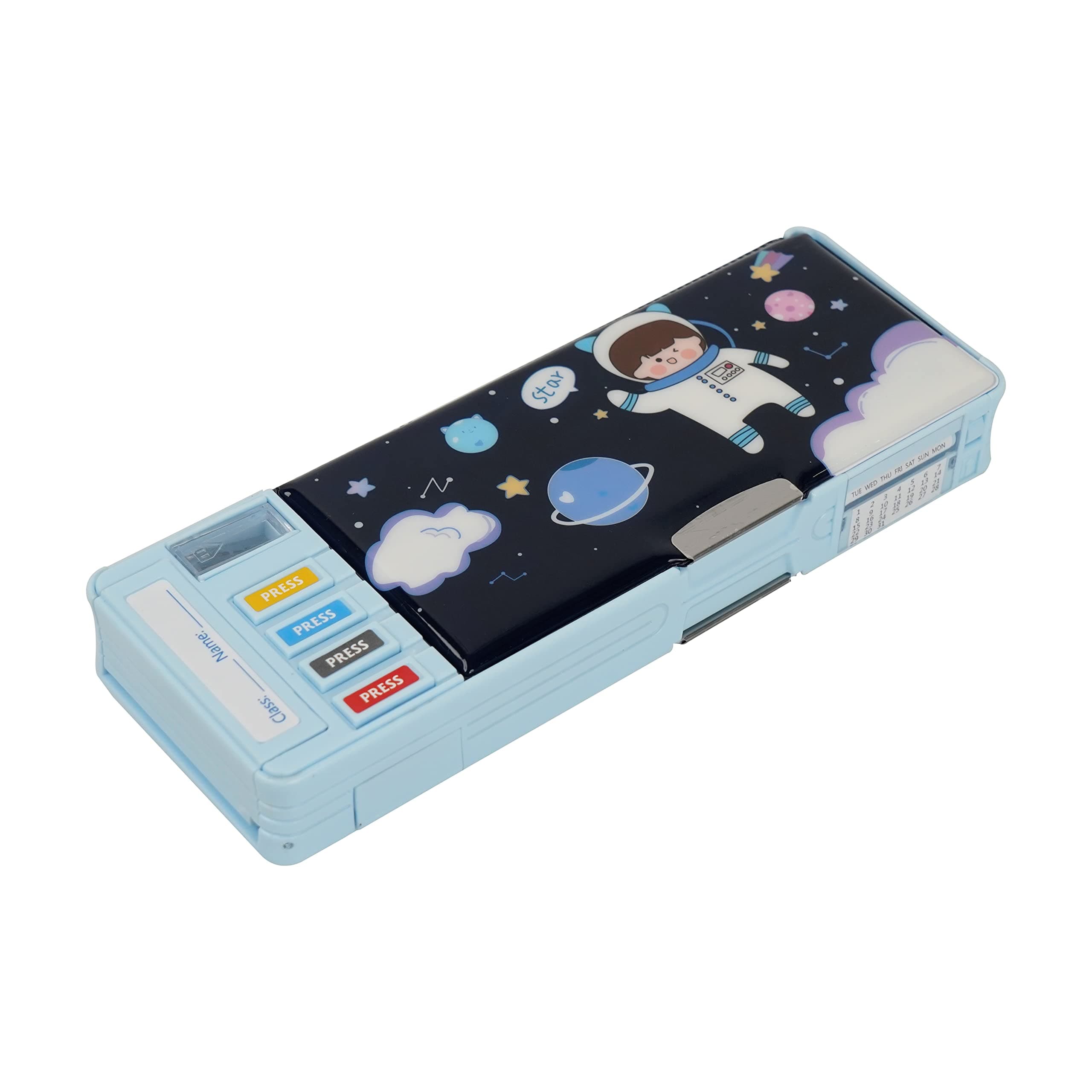 Techno Buzz Deal Plastic Multifunctional Pencil Box For Kids, Space Pencil Box For Boys & Girls, Magnetic Pop Up Pencil Box For Boys, Space Theme Return Gifts For Kids, Multicolor