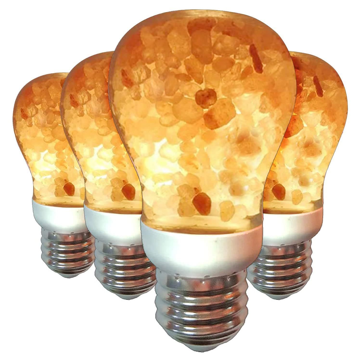 Himalayan Glow LED Light Bulb, Patent Design 60-Watt Equivalent, Warm Amber Glow, Salt Bulb Light, 4 Count