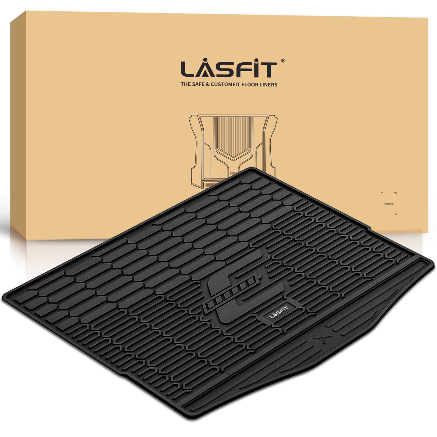LASFIT Trunk Mat for Ford Mustang Mach-E 2021-2025 2026 (Trunk Base Upper Position) TPE All Weather Custom Fit Cargo Liner