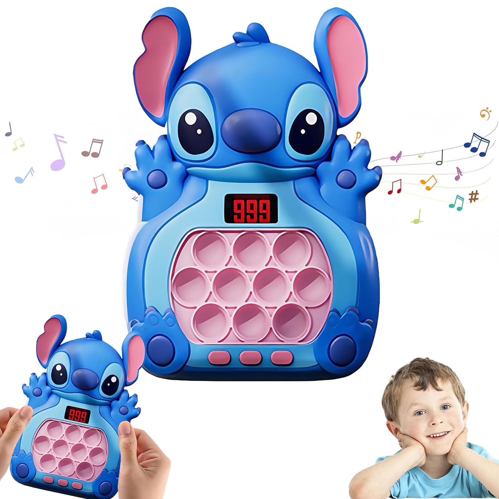 Light Up Pop it Game Quick Push Bubbles Game,Blue Handheld Fast Speed Pushing Game,Electronic Poppet Game Sensory Fidget Toy,Pop Controller Popping Game Puzzle Pop Game for Kids Xmas Birthday Gifts