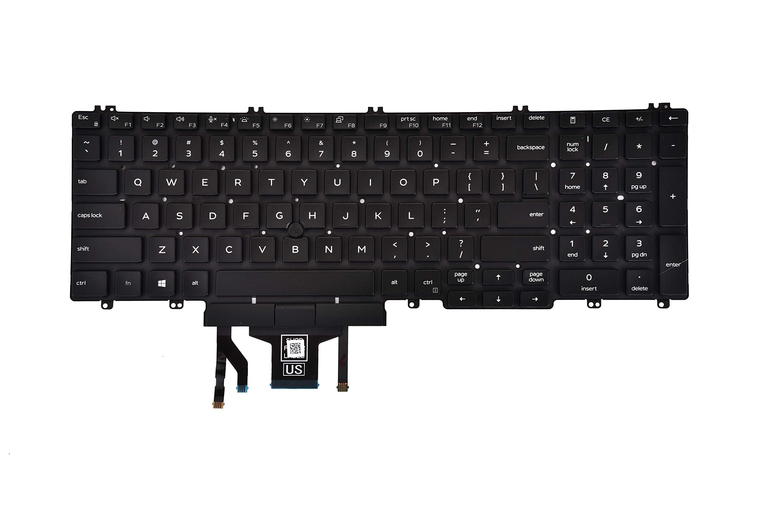 Replacement Keyboard for Dell Latitude 5500 5501 5510 5511, Precision 3540 3541 3550 3551 Series Laptop with Backlit with Pointer US Layout P/N: 0MMH7V NSK-EX0BC PK132FA1B00