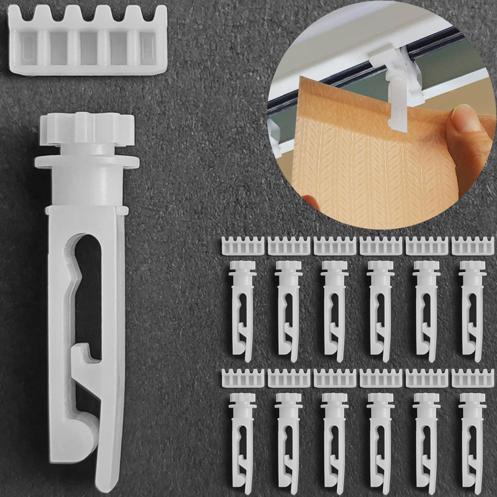 Vertical Blinds Replacement Stem and Gear Used for Headrail, Carrier Stem Vertical Blinds Curtain Accessories（12 Sets）