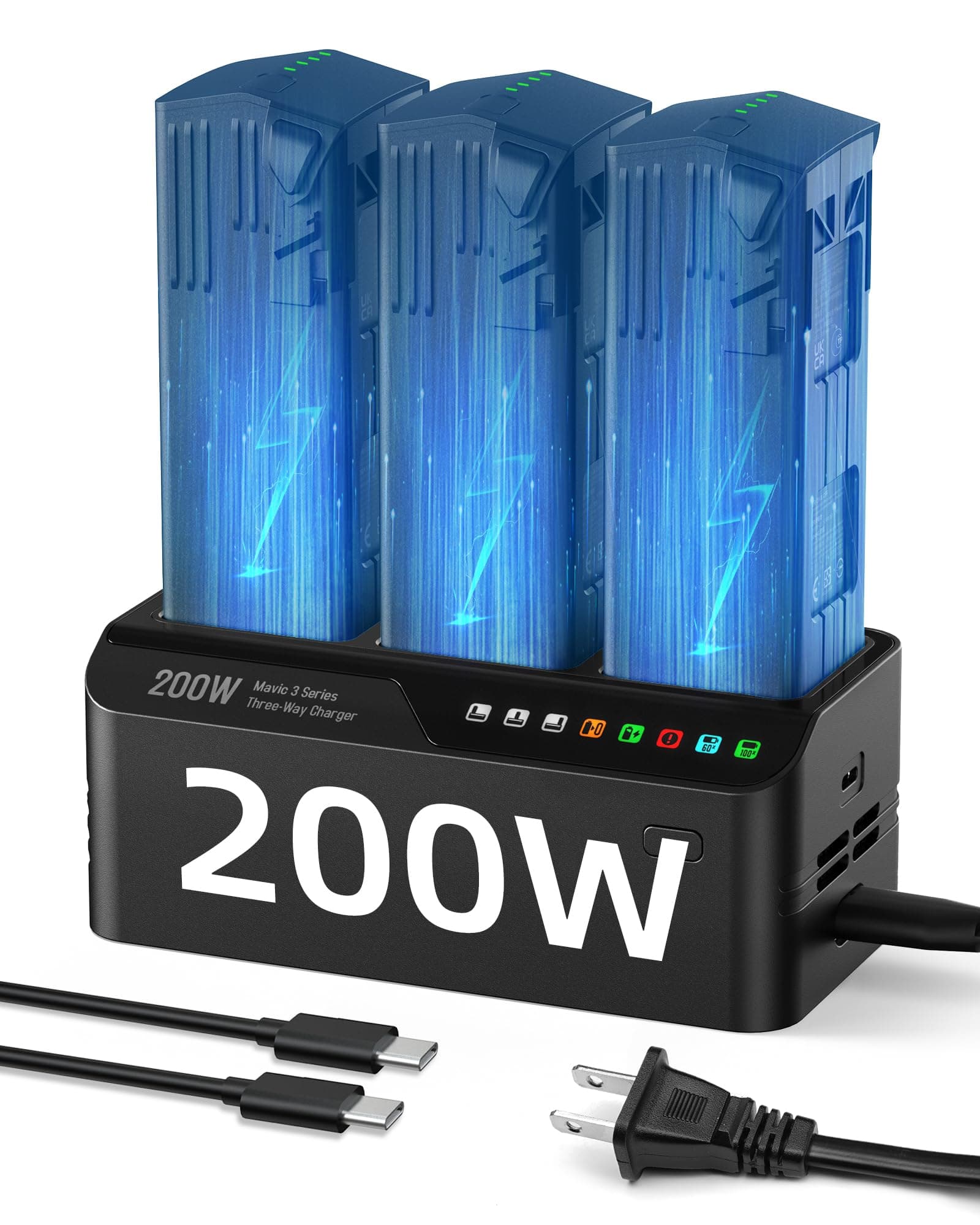 LKTOP 200W Mavic 3 Pro Battery Charging Hub (3.5X Super Fast) Mavic 3T/3E/3TA Parallel Charger for DJI Mavic3/Pro/Classic/Cine/Enterprise Drone, 60% Storage/95% Fast Mode (Charge 3 Batteries: 1hr)