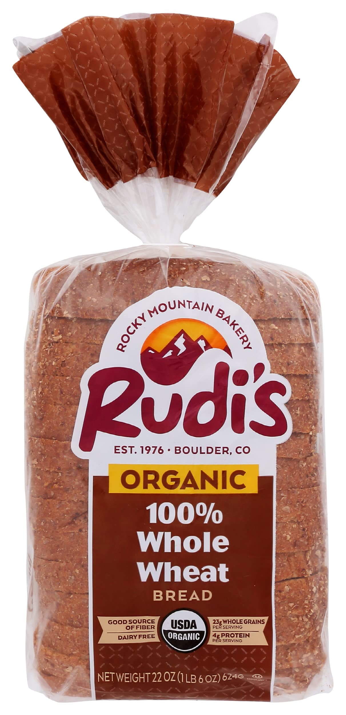 RUDIS Bread 100% Whole Wheat Organic, 22 oz