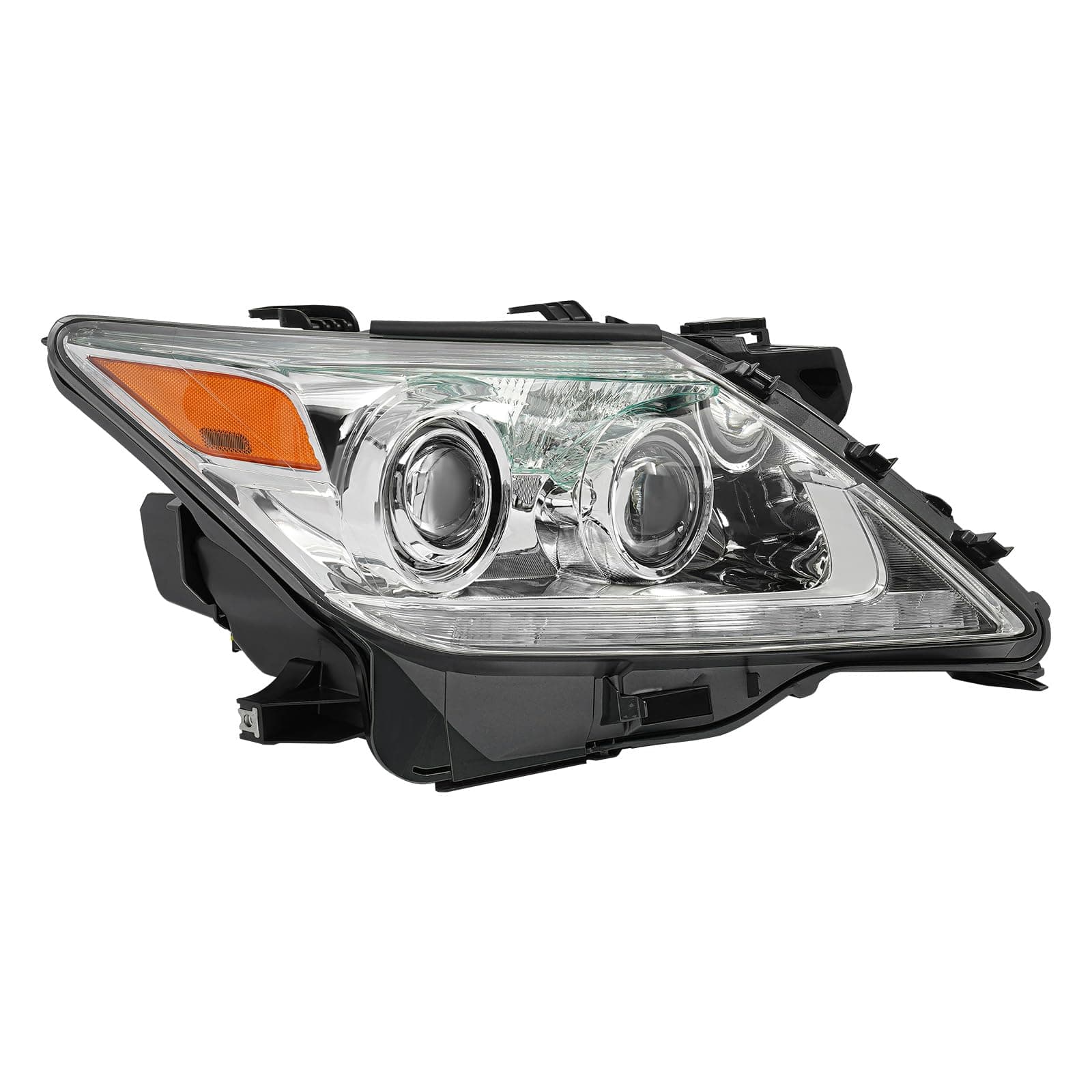Front Headlight Assembly for 2013-2015Lexus LX570 w/O AFS Model, Right Passenger Side Replacement Xenon Headlamp Chrome Housing w/LED DRL, Front Head Light Lamp Clear Lens