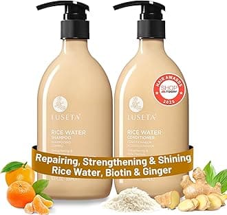 Luseta Rice Water Shampoo and conditioner Set Strengthening & Nourishing Revitalizes Shine for All Hair Types Hydrating & Frizz Control for Women and Men 16.9oz*2