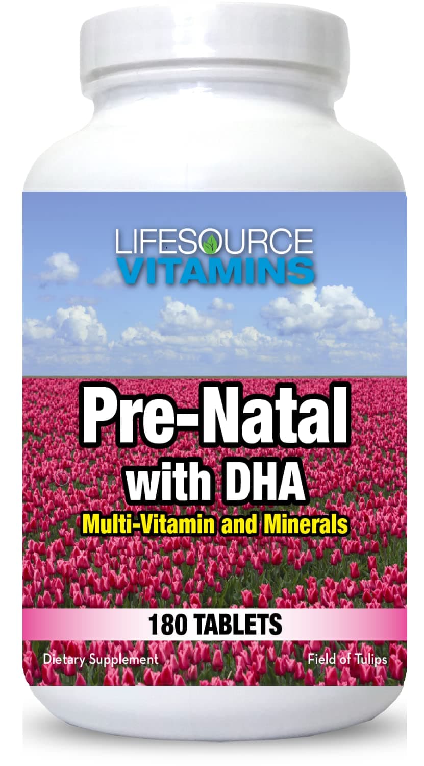 - LifeSource Vitamins Pre-Natal Multi-Vitamins and Minerals with DHA - Mom and Baby Health - 180 Tablets