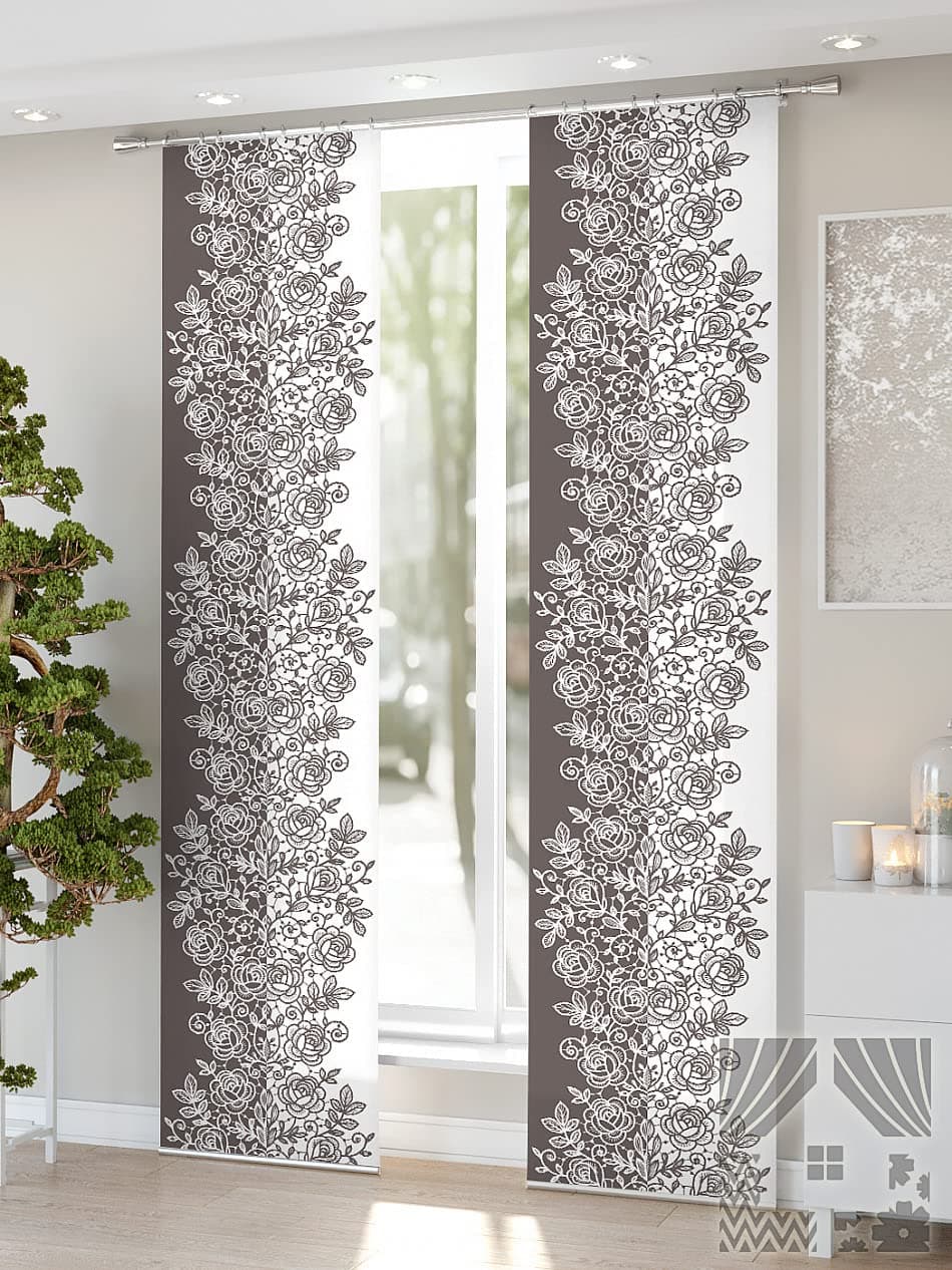 LHD HUB 3D Flowers Digital Printed Polyester Fabric Curtains for Bed Room, Living Room Kids Room Color Brown Window/Door/Long Door (D.N.73) (4 x 9 Feet (Size: 48 x 108 Inch) Long Door, 2)