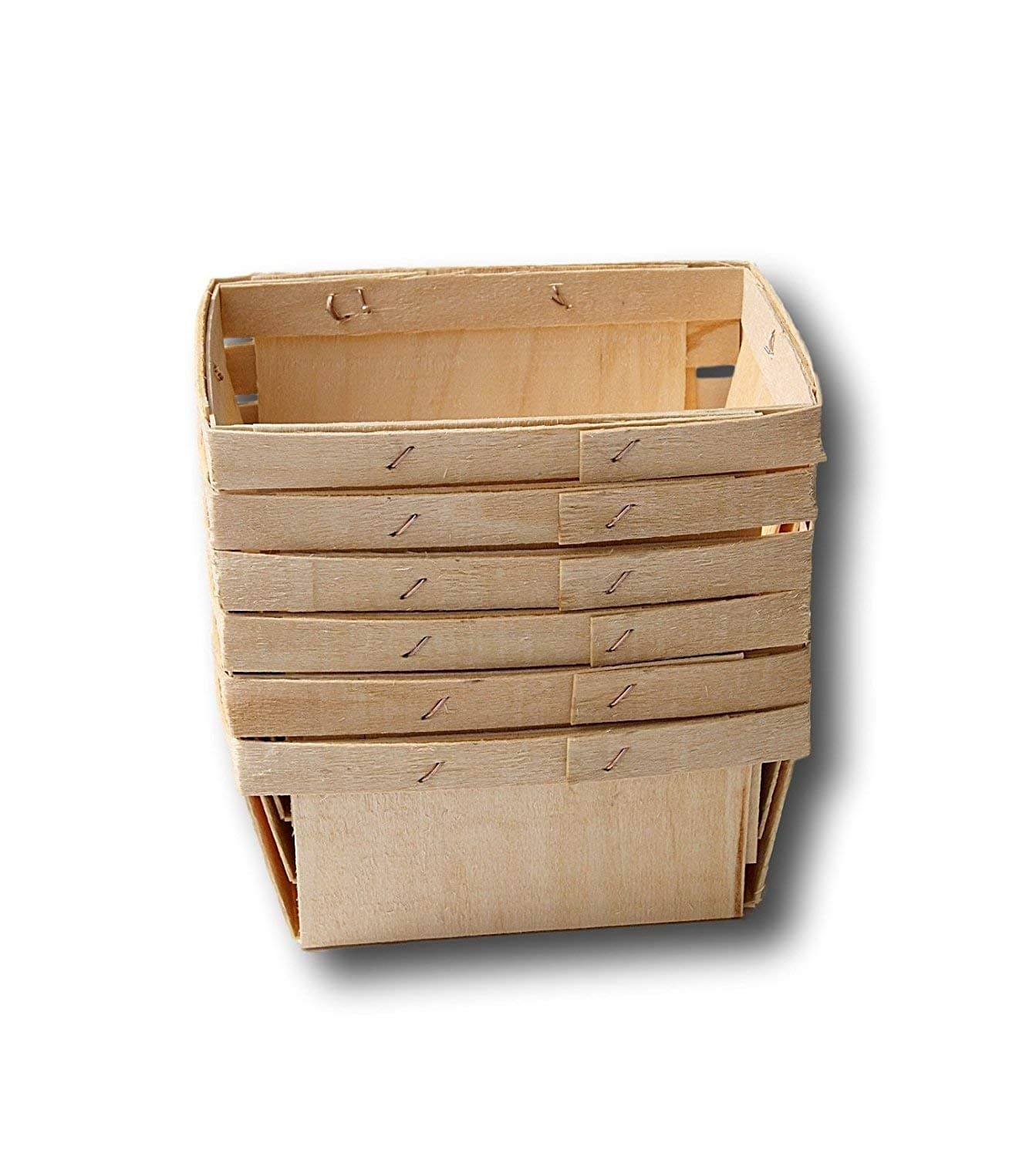 Pint Rectangular Vented Wooden Berry Baskets - Set of 6