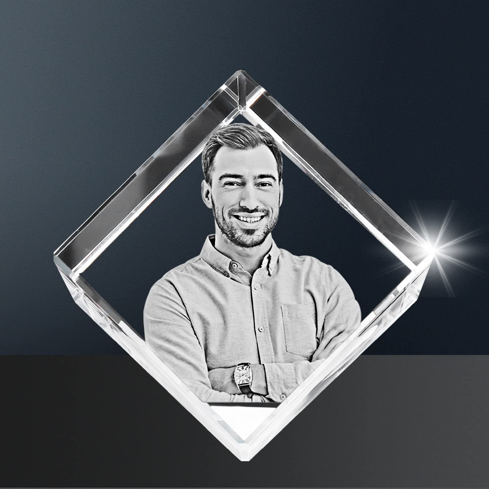 Personalized Custom 3D Photo Crystal Glass Diamond Cut Keepsake for Wedding and Birthday Gifts,Anniversary,Mothers Day and Christmas Day