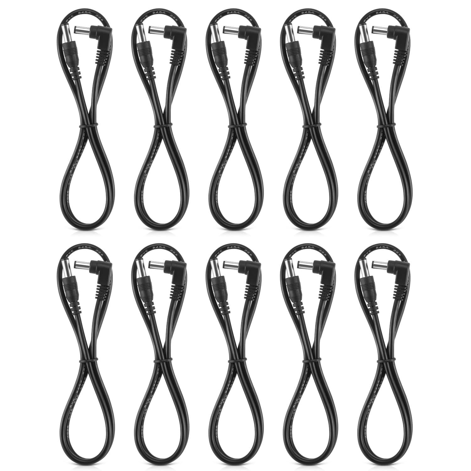 Donner Guitar Pedal Power DC Cable, 60 CM Effect Power Supply Cord - 10 Pack, Male to Male