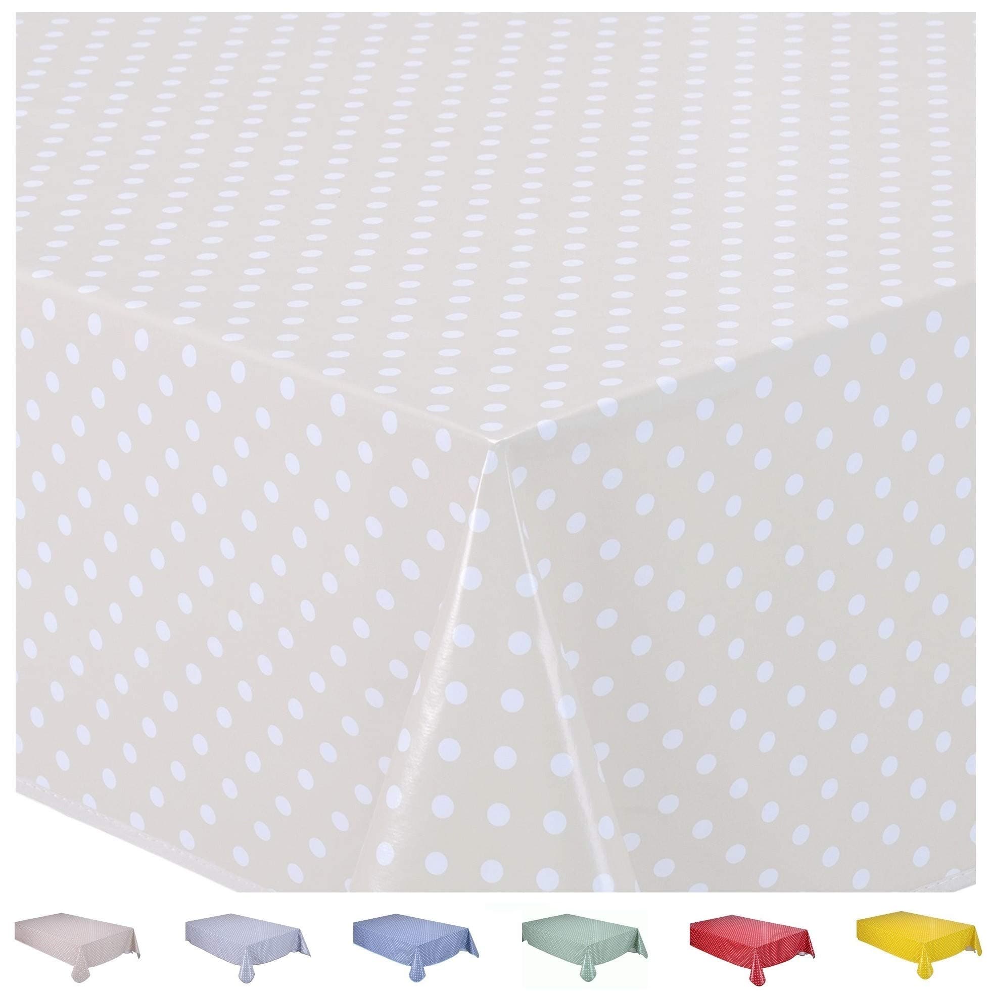 Home Direct Rectangular Oilcloth PVC Wipe Clean Tablecloth 140cm x 200cm 55x78 Small Polka Dot Beige
