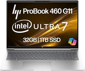 HP ProBook 460 G11 Business Laptop 16” FHD+ Display, Intel Core Ultra 7 155U (Beats i7-1355U), 32GB DDR5 RAM, 1TB NVMe, Wi-Fi 6E, RJ-45, Webcam, Backlit Keyboard, Win 11 Pro - Pike Silver Plastic