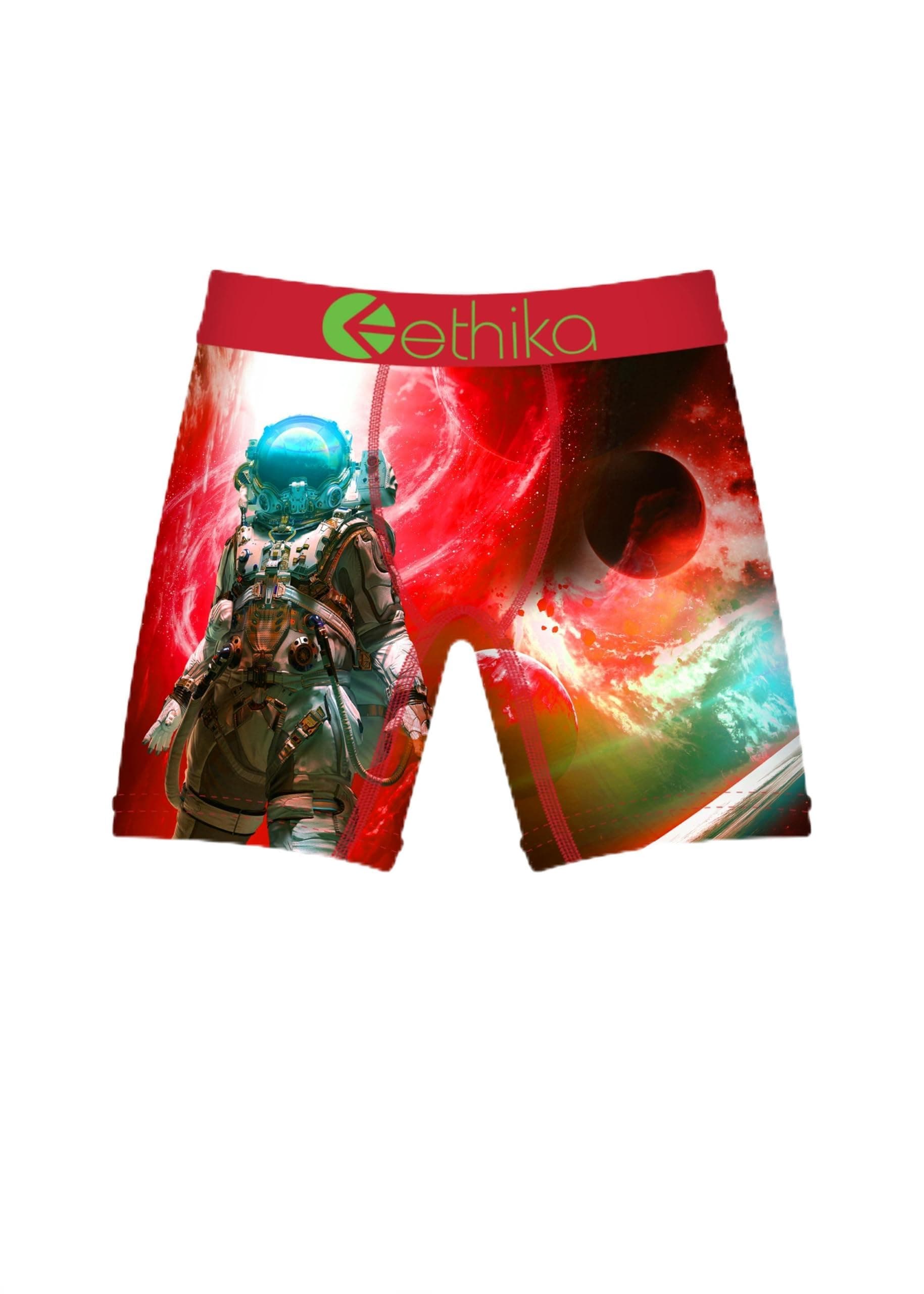 Boy's Staple Boxer Briefs, Soft 4-Way Stretch, No Ride-Up Fit - Red Planet