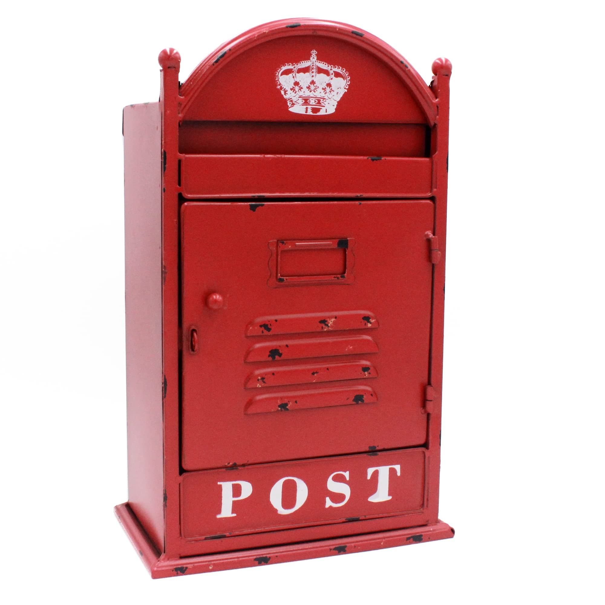 Funerom Vintage Wall Mounted Post Box Metal Mailbox 9 x 5.5 x 14.6 Inches, Rustic Red