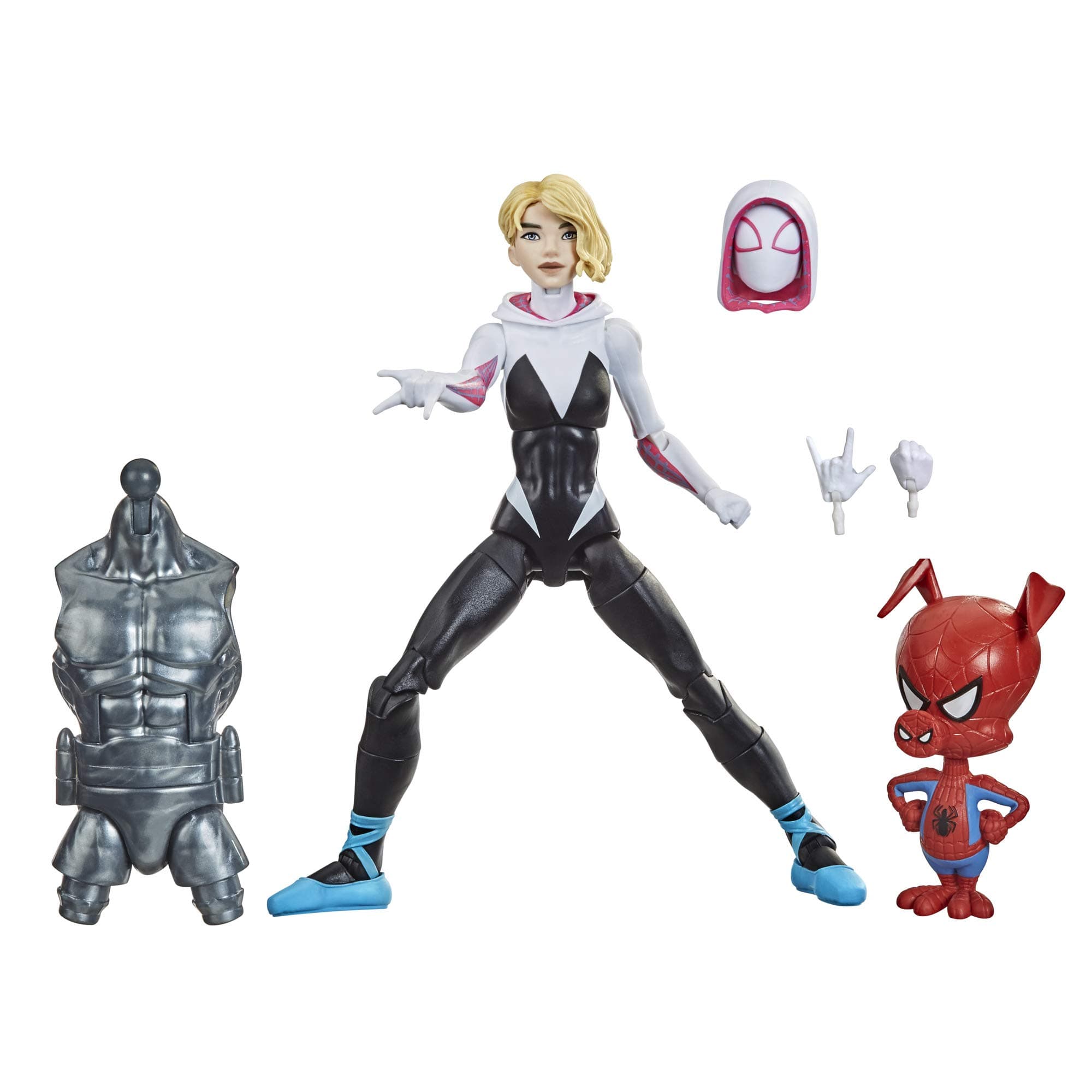 Marvel Hasbro Legends Spider-Man: Into the Spider-Verse Gwen Stacy 6-inch Action Figure Toy And Spider-Ham Mini-Figure