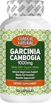 Oladole Natural Garcinia Cambogia - 1000mg (120 Capsules) | Supports Weight Management, Increase Energy Levels, Healthy Metabolism, Regulates Blood Sugar Level & Digestive Health | Non GMO Gluten Free