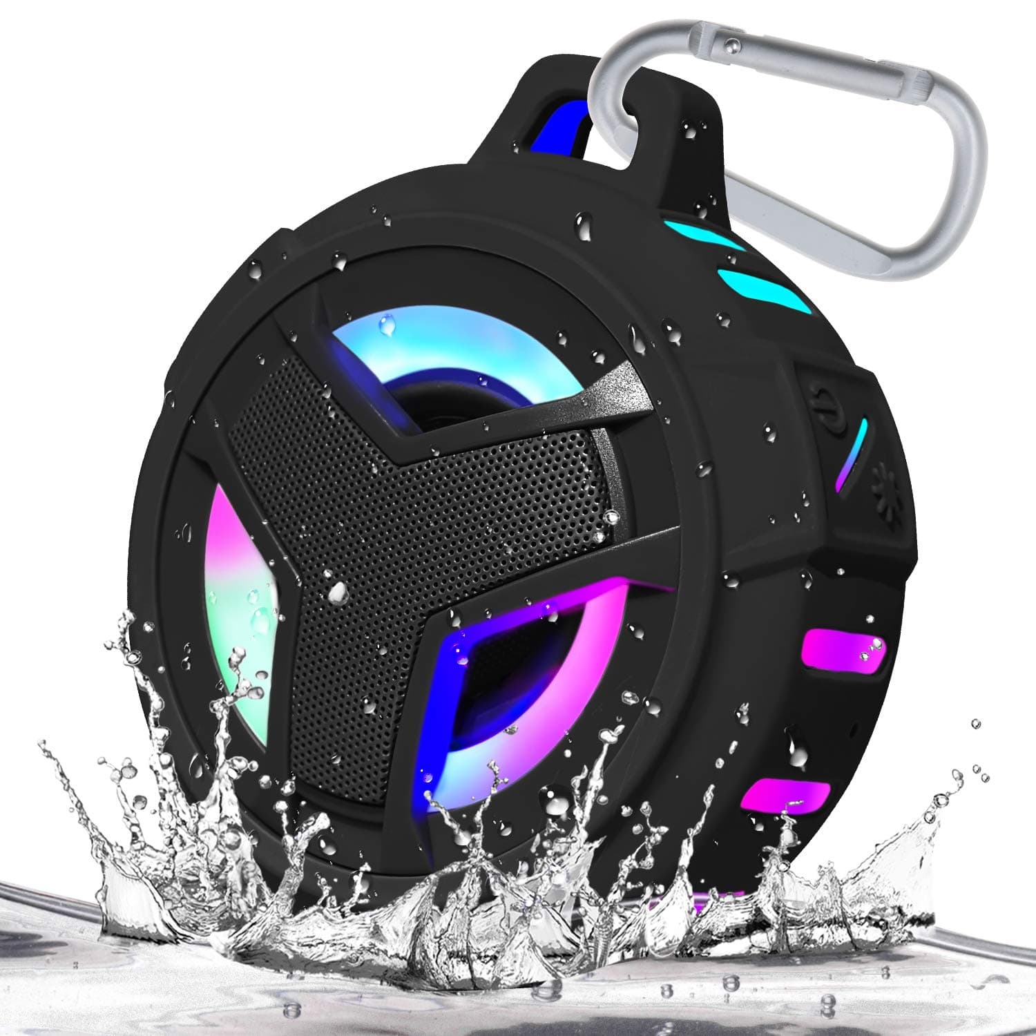- Bluetooth Shower Speaker, Portable Bluetooth Speakers, IP67 Waterproof Wireless Speaker with LED Light, Floating, 2000mAh, True Wireless Stereo for Kayak, Beach, Gifts for unisex -Black