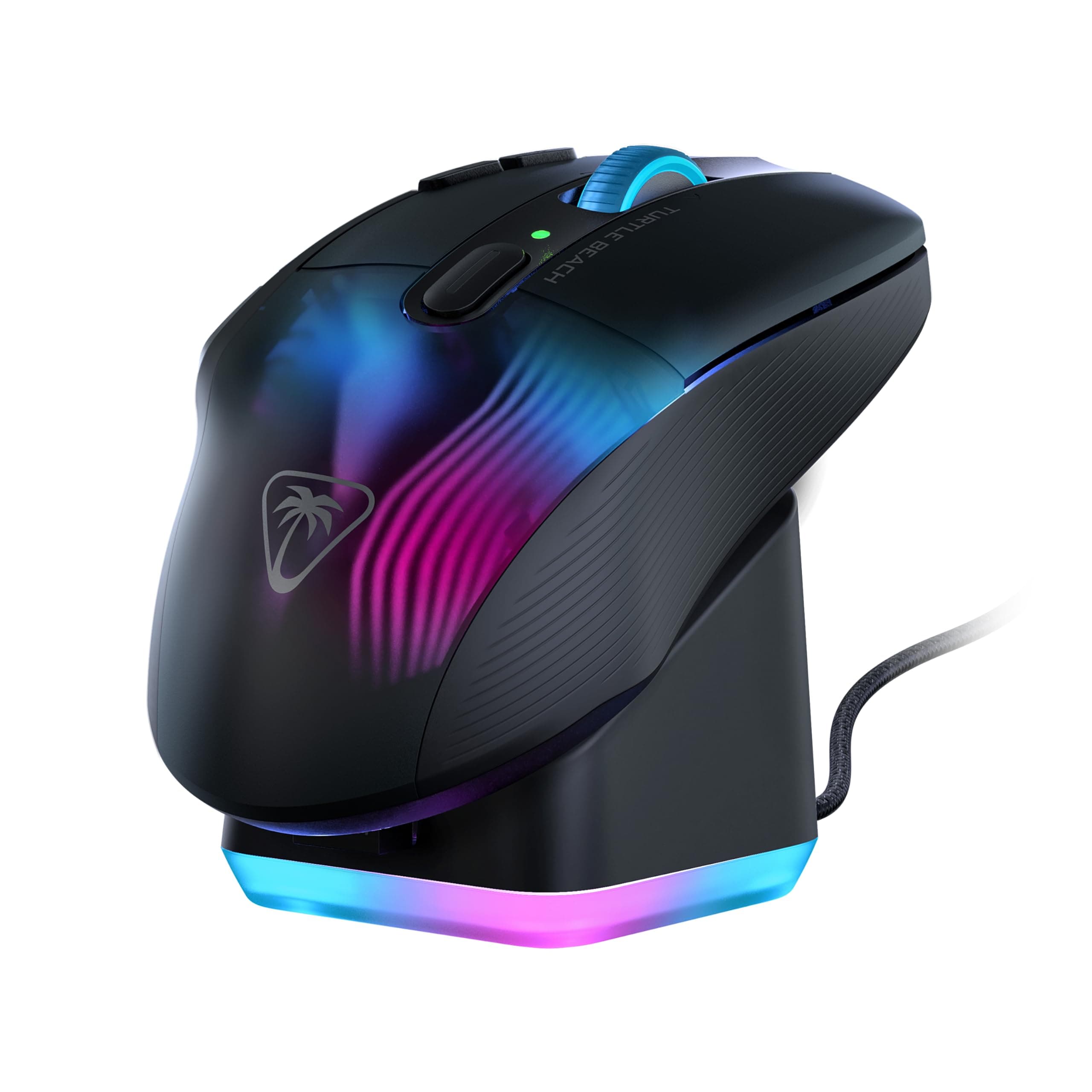 Turtle Beach Kone XP Air Black – Wireless Customizable Ergonomic RGB Gaming Mouse, Bluetooth, 19K DPI Optical Sensor, 100h Battery & Charging Dock, AIMO RGB Lighting, 4D Wheel